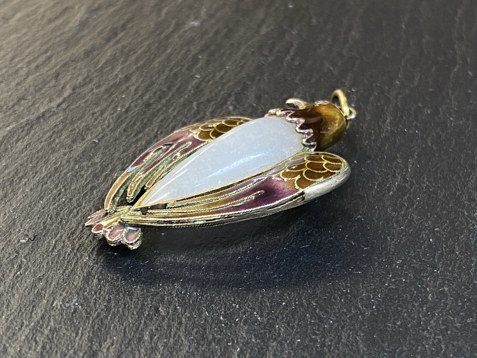 ANHÄNGER JUGENDSTIL MEDAILLON ADLER EMAILLE ANTIK SILBER VERGOLDET – Bild 6