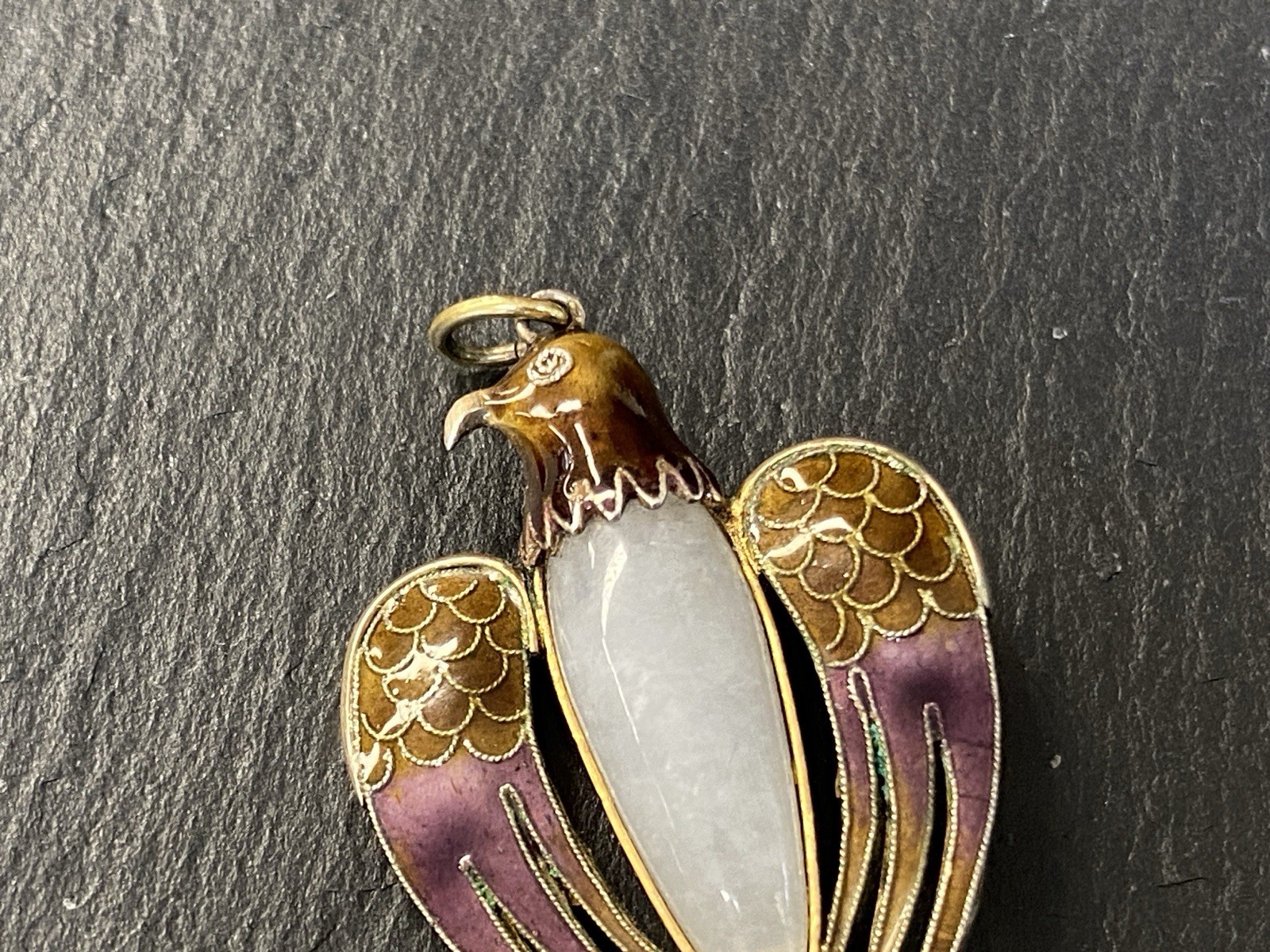 ANHÄNGER JUGENDSTIL MEDAILLON ADLER EMAILLE ANTIK SILBER VERGOLDET – Bild 9