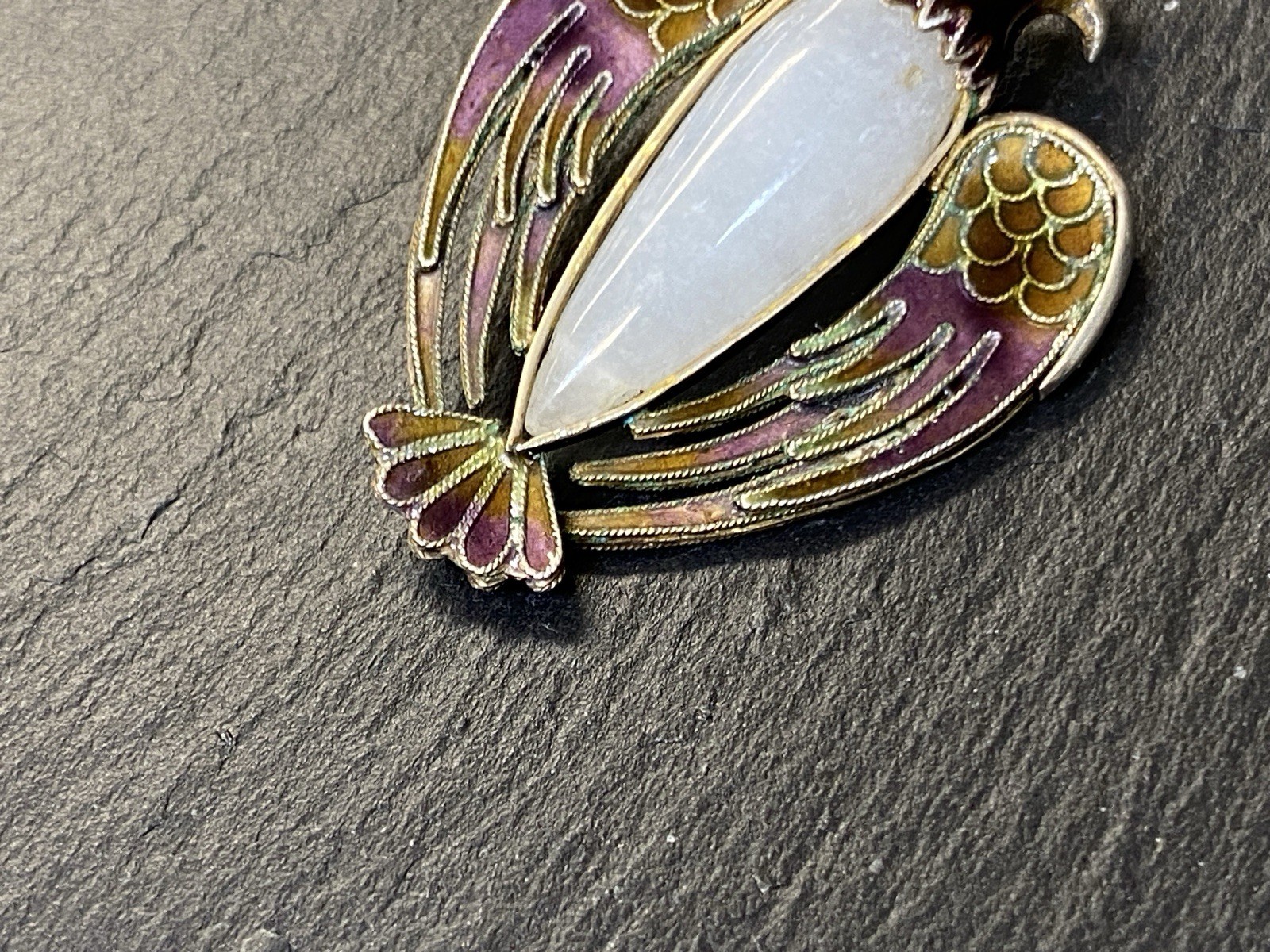 ANHÄNGER JUGENDSTIL MEDAILLON ADLER EMAILLE ANTIK SILBER VERGOLDET – Bild 10