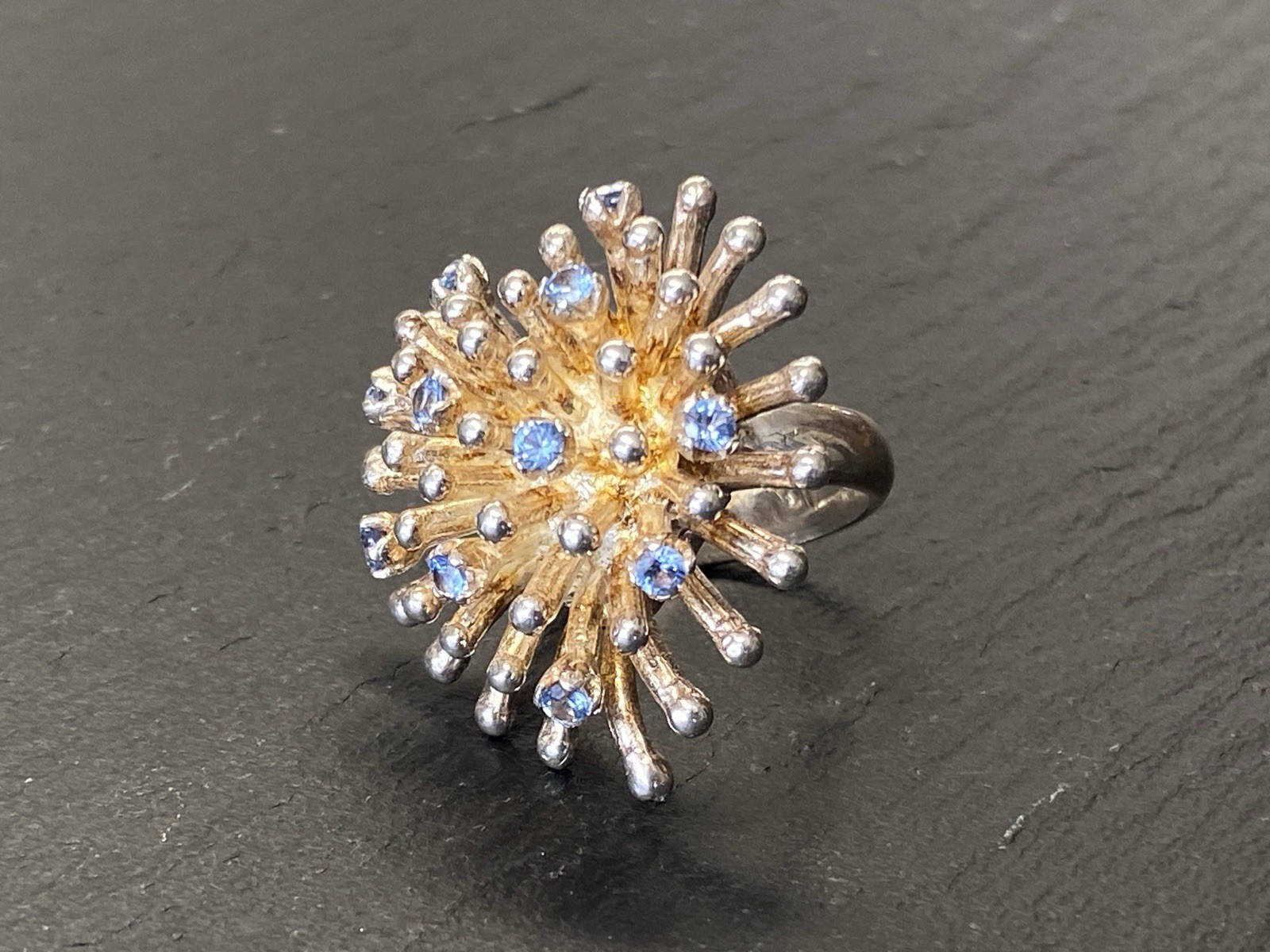 MASSIVER RING 925 STERLING SILBER EHEMALS VERGOLDET SPINELL SPINELLE RG 52