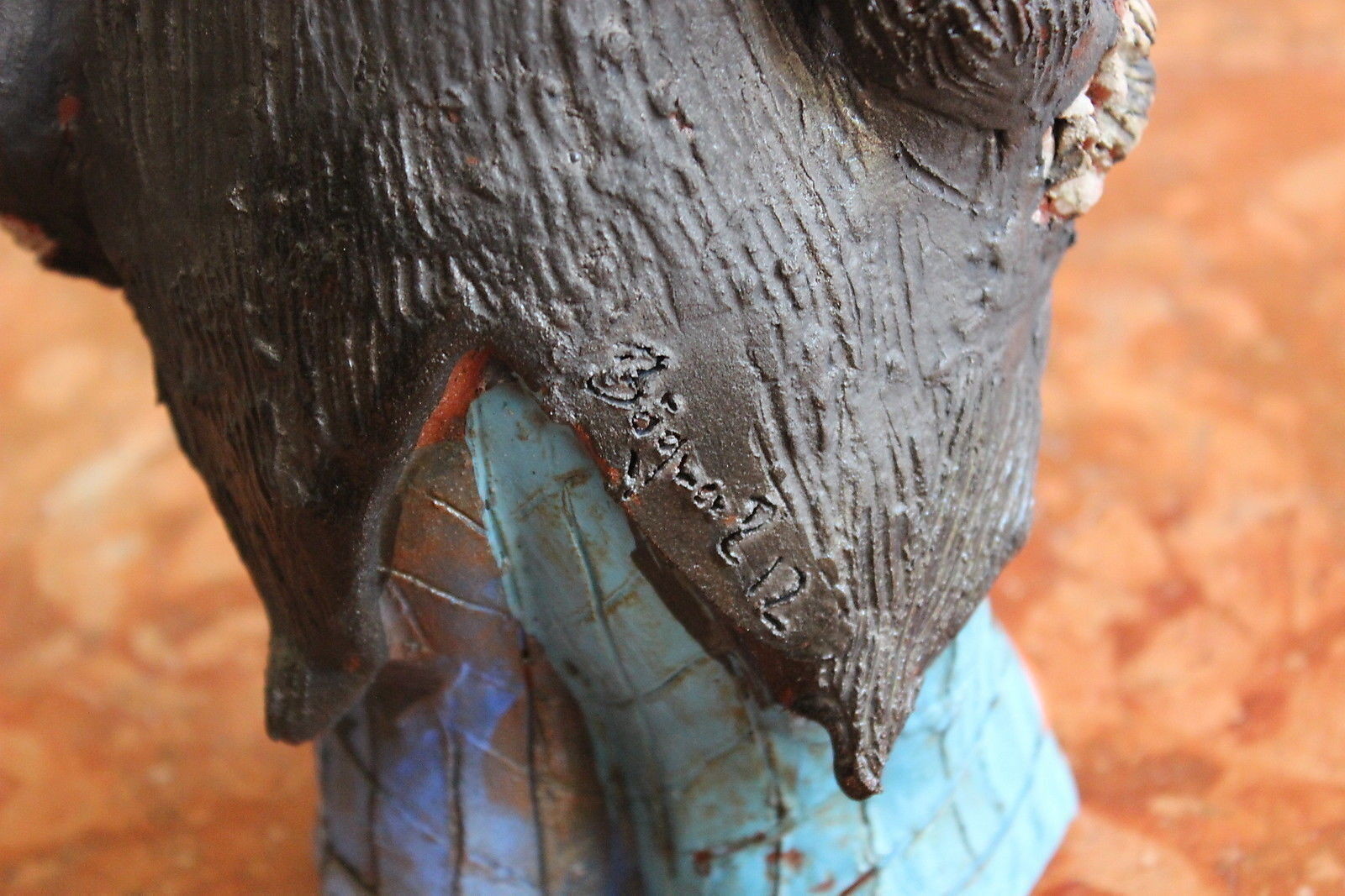 GROSSER BUNTER CLOWN HÖHE 28cm ROLAND BÖGNER IM STIL HUNDERTWASSER AUS KERAMIK – Bild 6