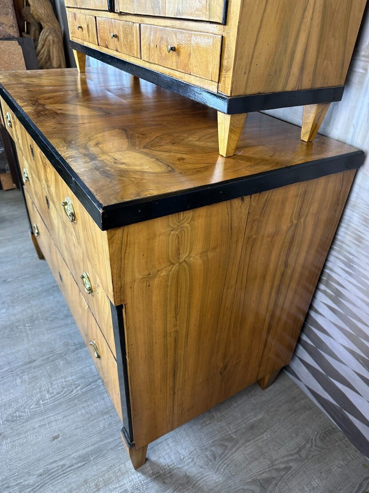 ANTIKE BIEDERMEIER AUFSATZKOMMODE KOMMODE VITRINE BIEDERMEIERKOMMODE UM 1850 – Bild 12