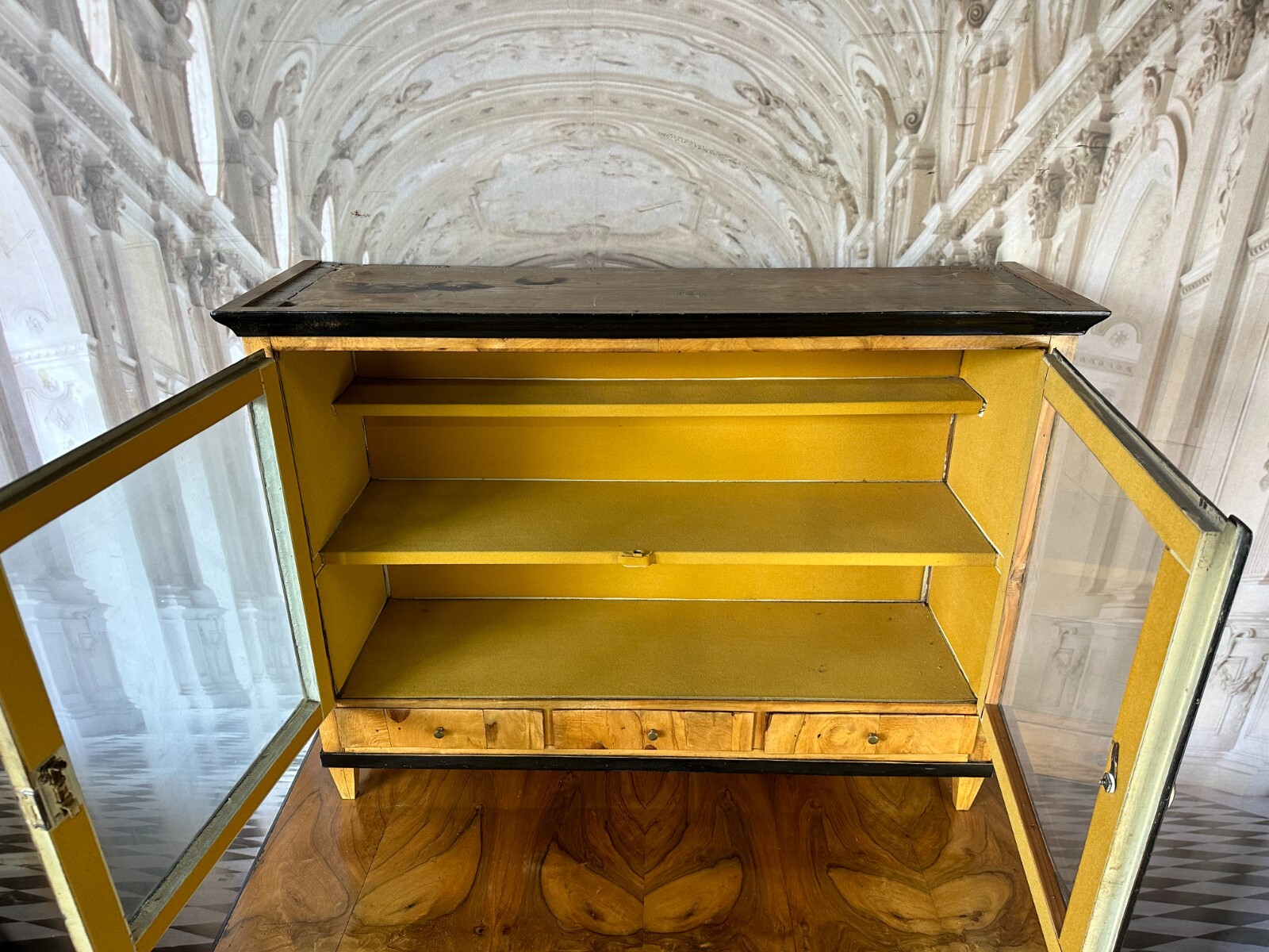 ANTIKE BIEDERMEIER AUFSATZKOMMODE KOMMODE VITRINE BIEDERMEIERKOMMODE UM 1850 – Bild 14