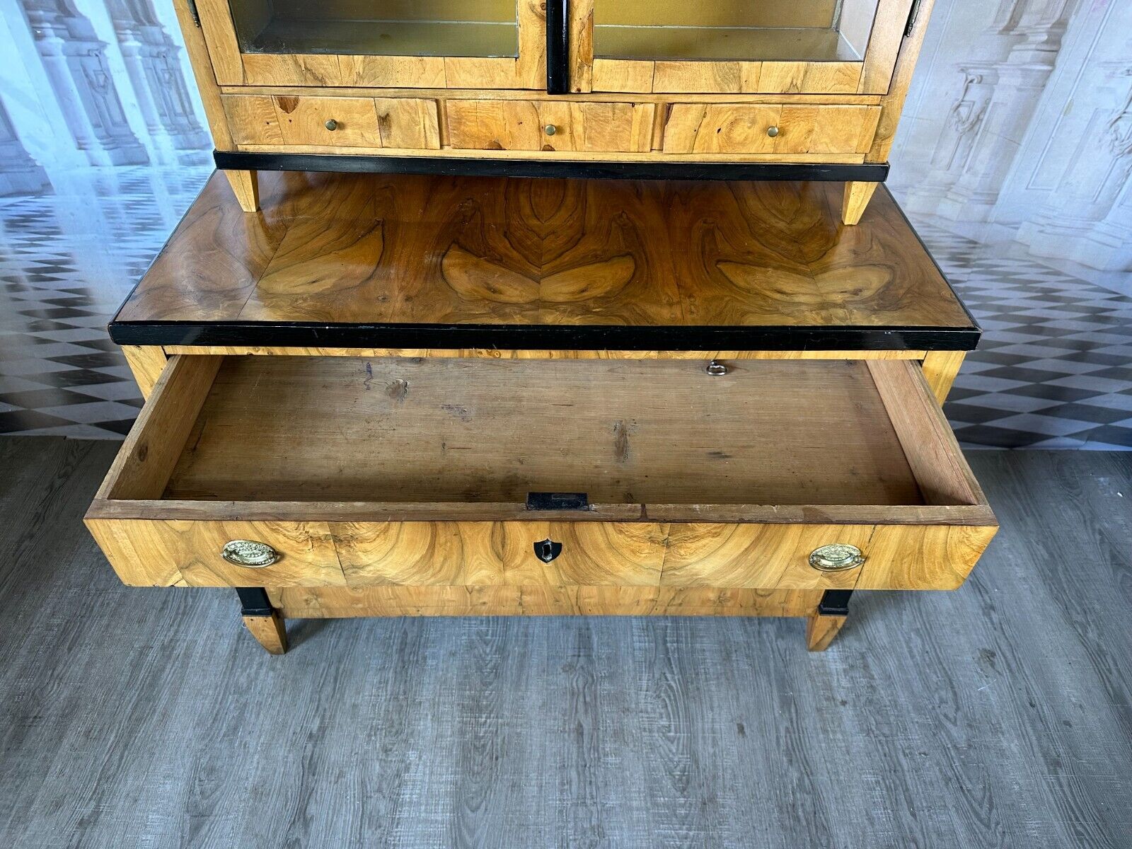 ANTIKE BIEDERMEIER AUFSATZKOMMODE KOMMODE VITRINE BIEDERMEIERKOMMODE UM 1850 – Bild 15