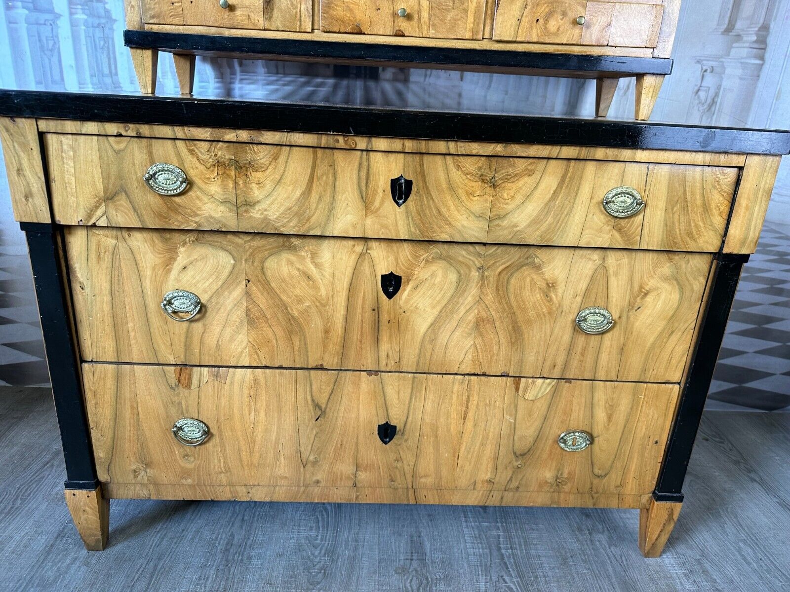 ANTIKE BIEDERMEIER AUFSATZKOMMODE KOMMODE VITRINE BIEDERMEIERKOMMODE UM 1850 – Bild 3