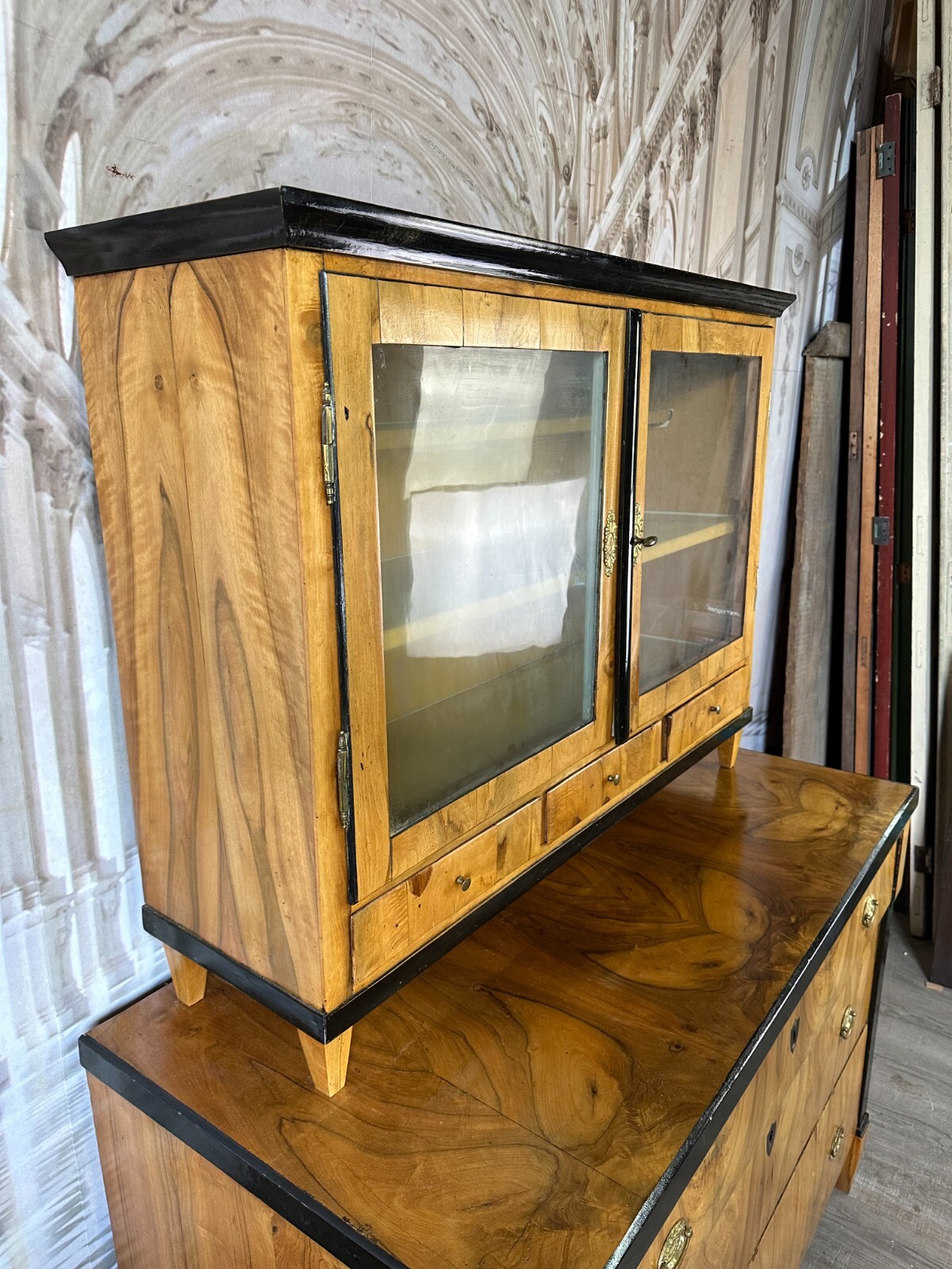 ANTIKE BIEDERMEIER AUFSATZKOMMODE KOMMODE VITRINE BIEDERMEIERKOMMODE UM 1850 – Bild 5