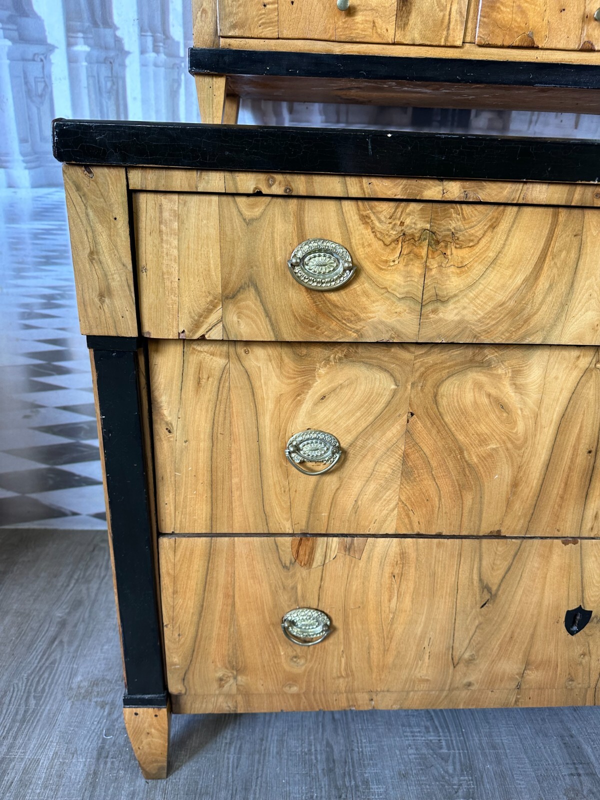 ANTIKE BIEDERMEIER AUFSATZKOMMODE KOMMODE VITRINE BIEDERMEIERKOMMODE UM 1850 – Bild 6