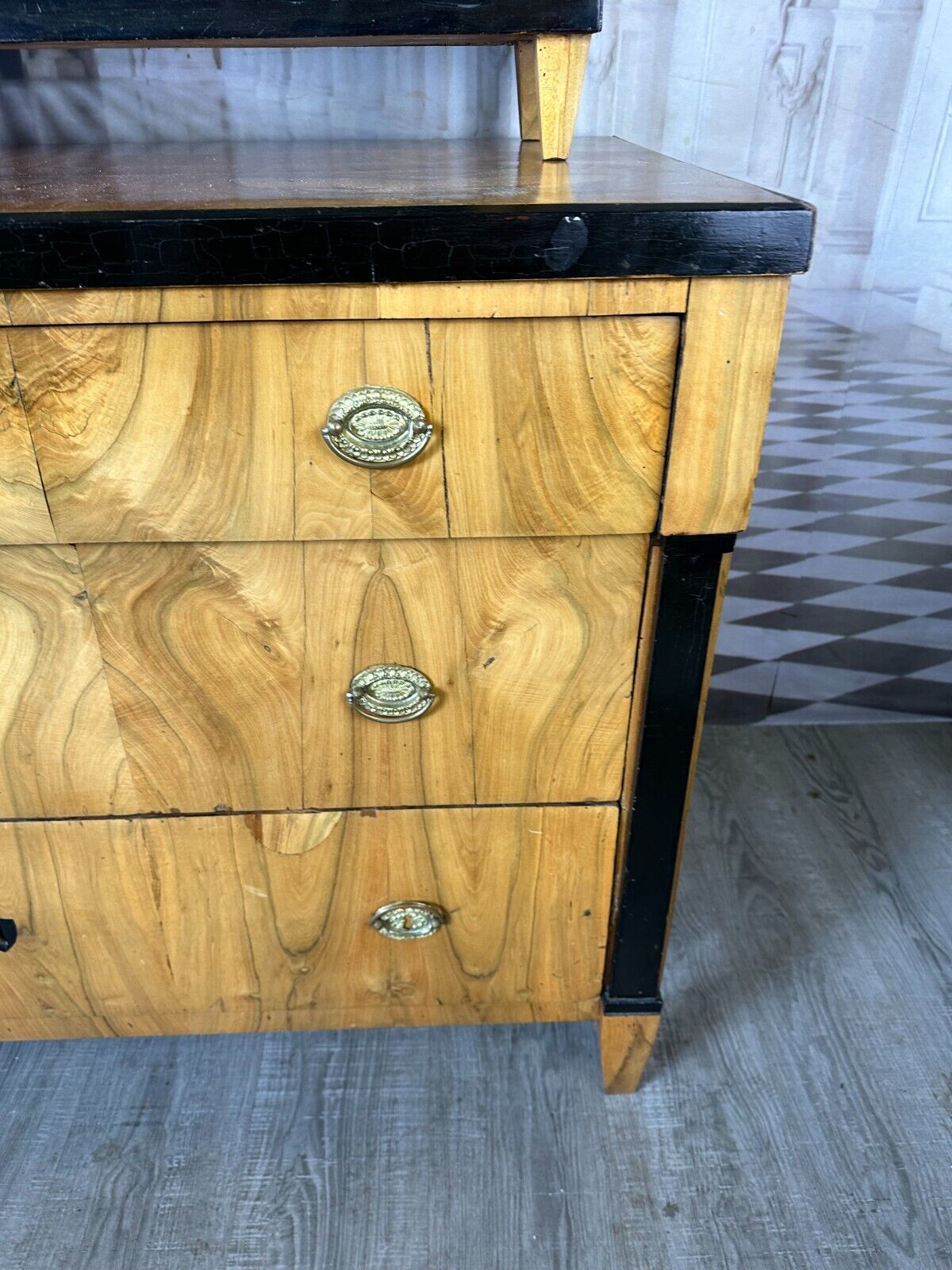 ANTIKE BIEDERMEIER AUFSATZKOMMODE KOMMODE VITRINE BIEDERMEIERKOMMODE UM 1850 – Bild 8