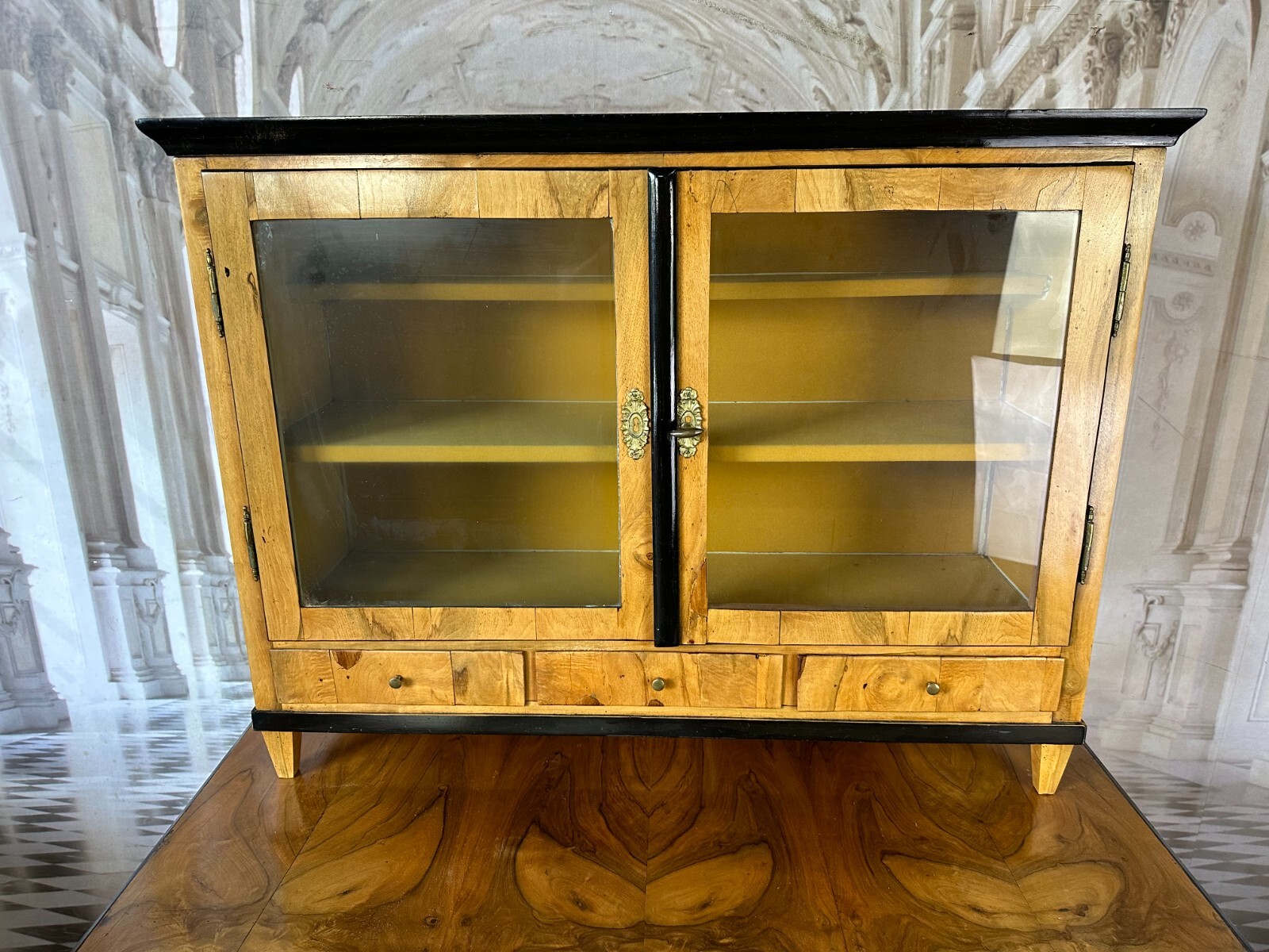 ANTIKE BIEDERMEIER AUFSATZKOMMODE KOMMODE VITRINE BIEDERMEIERKOMMODE UM 1850 – Bild 9