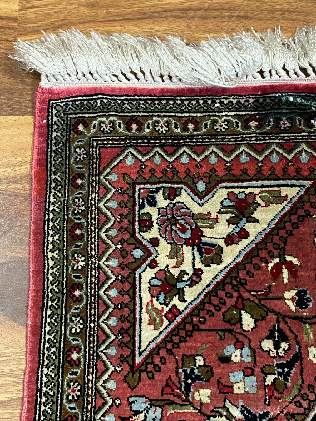 ALTER GHOM TEPPICH AUS SEIDE HANDGEKNÜPFT SEIDENTEPPICH 87x57cm – Bild 4