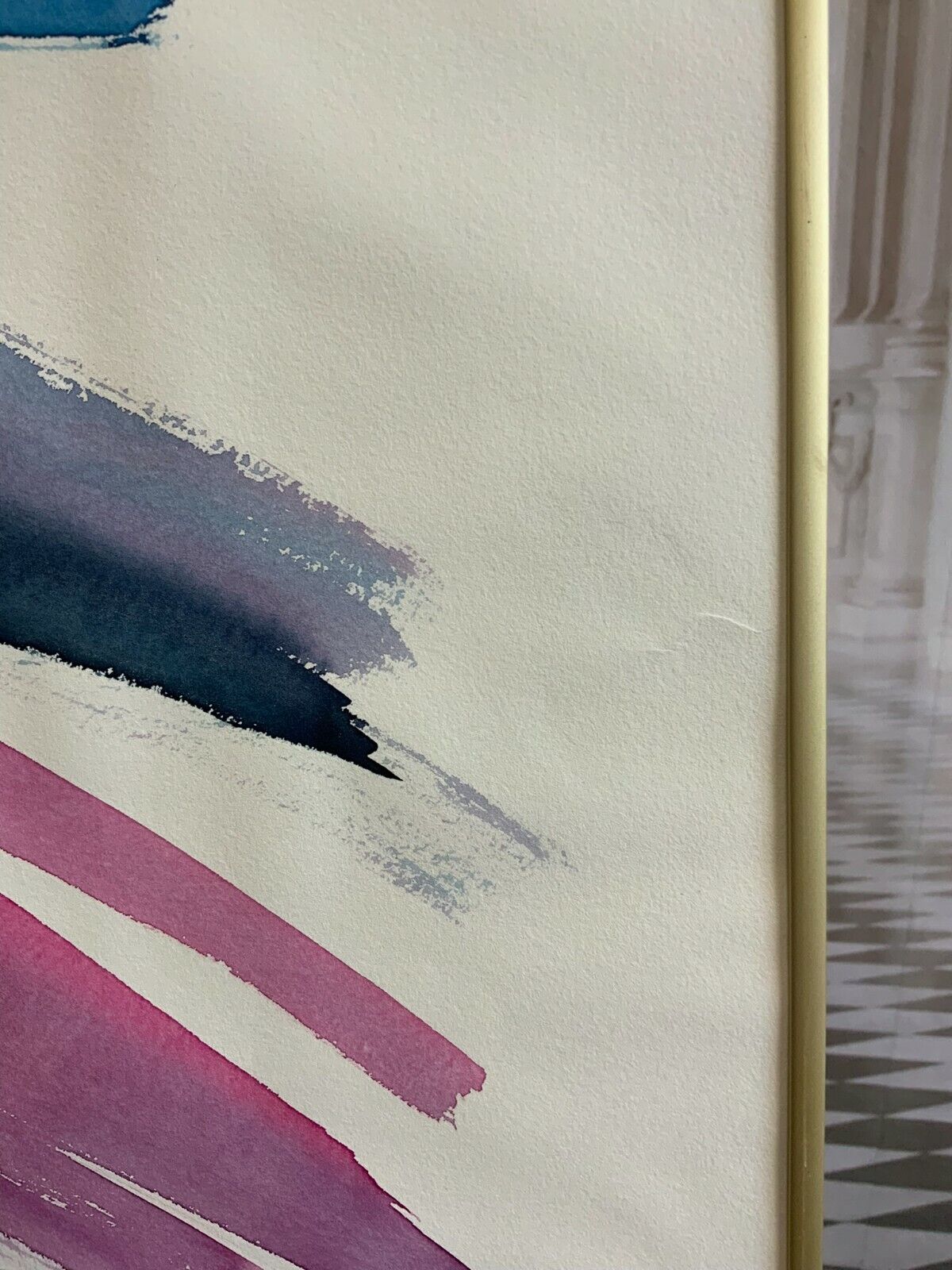 AQUARELL ABSTRAKTE KOMPOSITION GEMÄLDE GROSSFORMAT 71x101cm VON ANATOLI KMARA – Bild 11