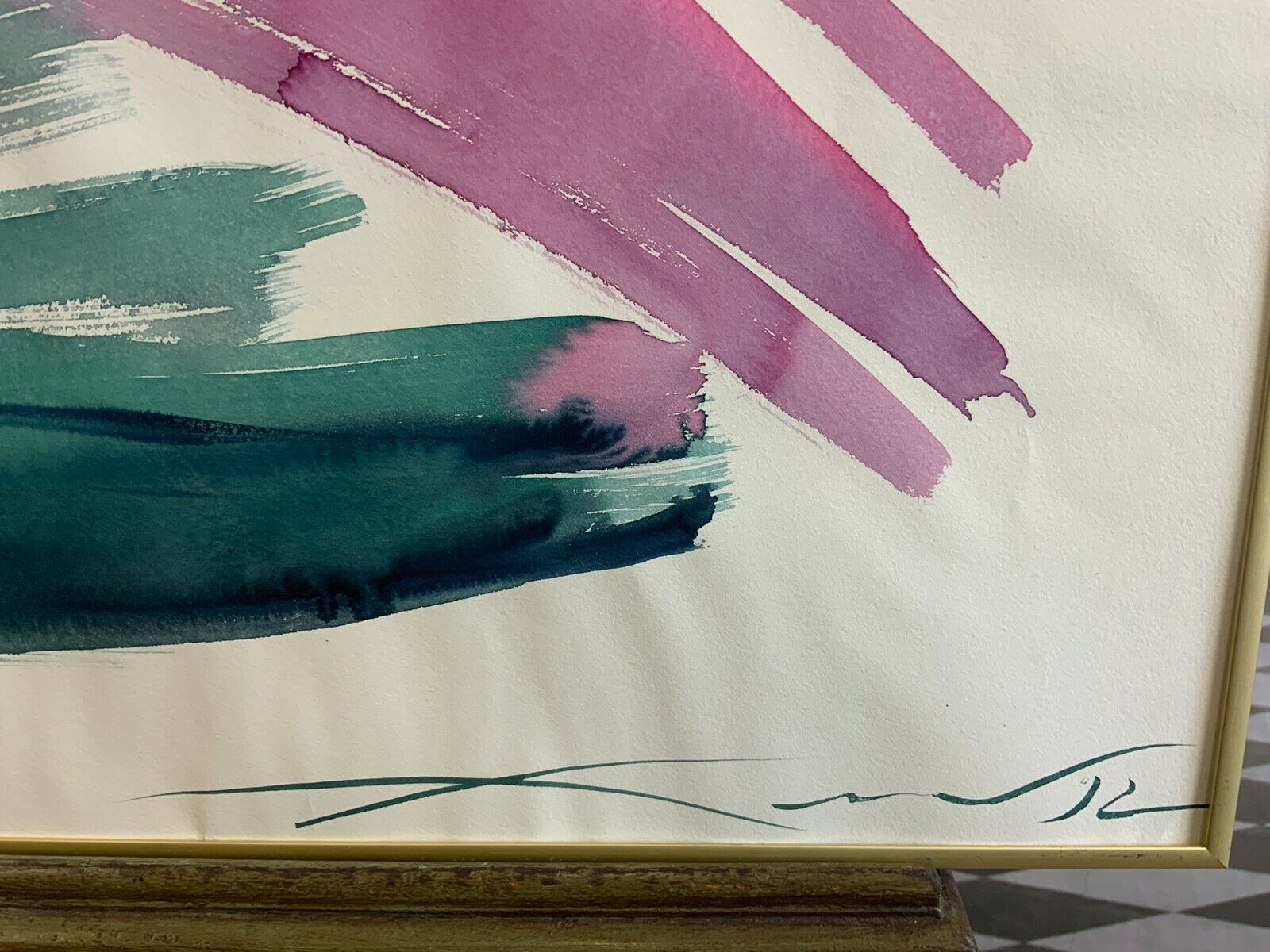 AQUARELL ABSTRAKTE KOMPOSITION GEMÄLDE GROSSFORMAT 71x101cm VON ANATOLI KMARA – Bild 12