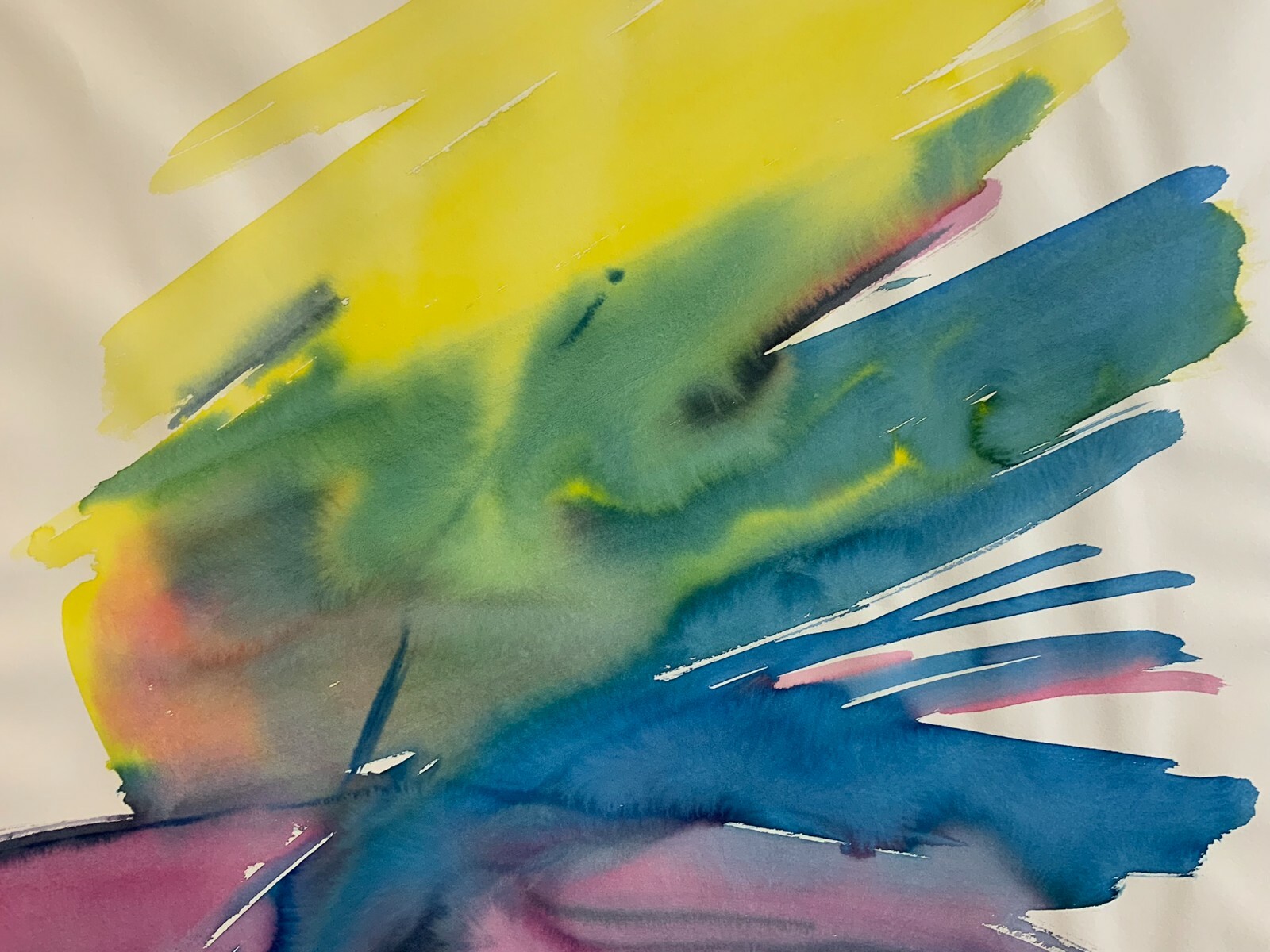 AQUARELL ABSTRAKTE KOMPOSITION GEMÄLDE GROSSFORMAT 71x101cm VON ANATOLI KMARA – Bild 7