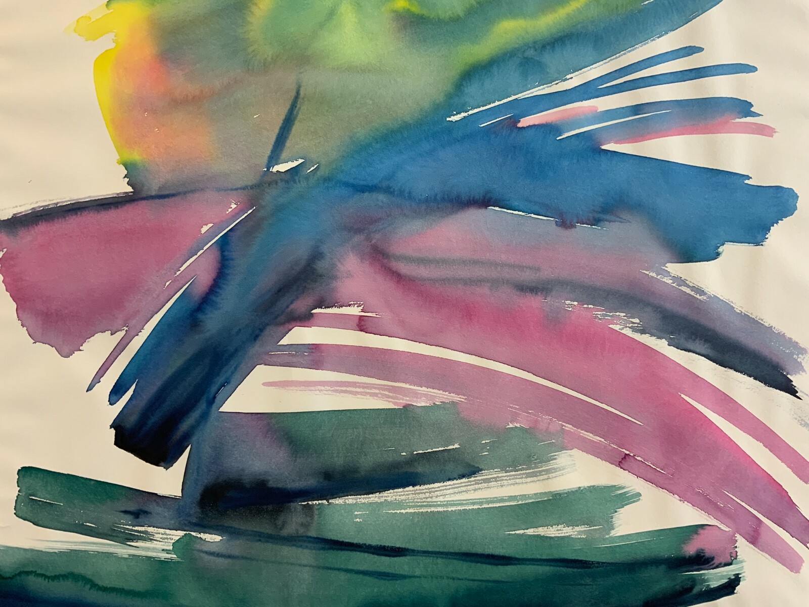 AQUARELL ABSTRAKTE KOMPOSITION GEMÄLDE GROSSFORMAT 71x101cm VON ANATOLI KMARA – Bild 8