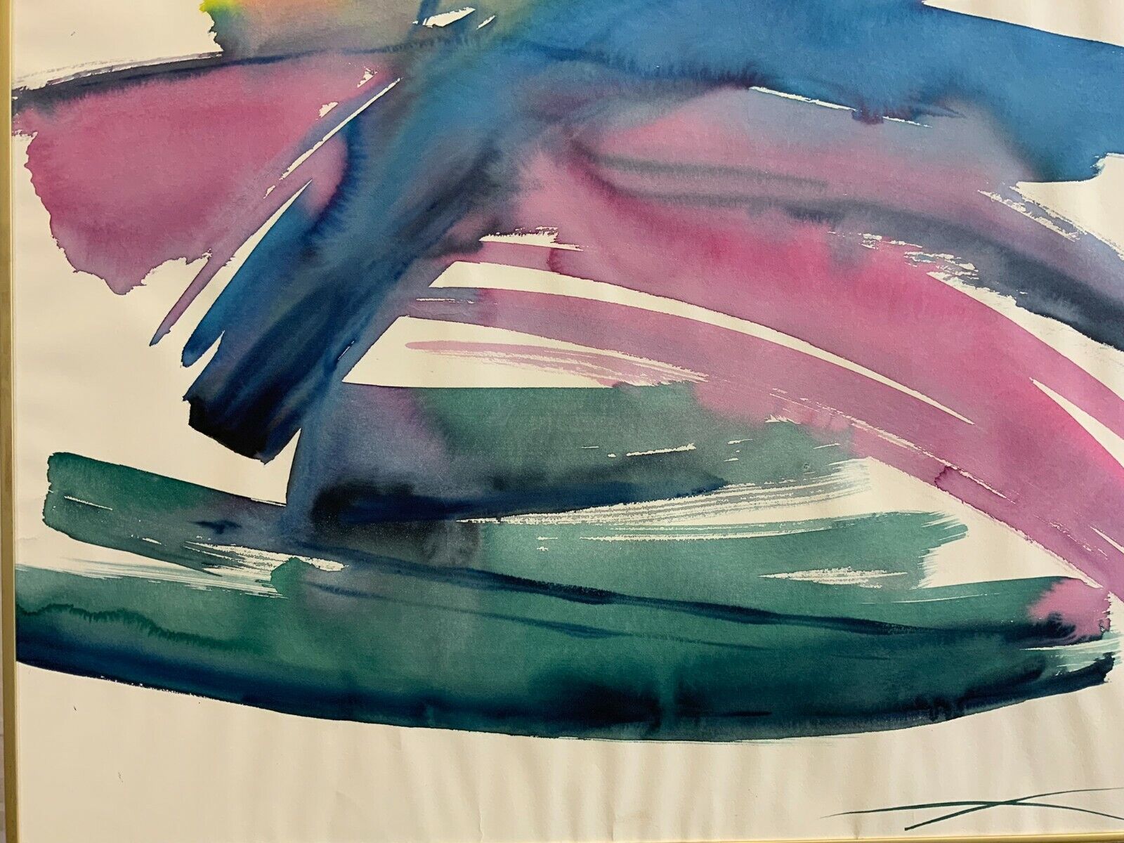 AQUARELL ABSTRAKTE KOMPOSITION GEMÄLDE GROSSFORMAT 71x101cm VON ANATOLI KMARA – Bild 9