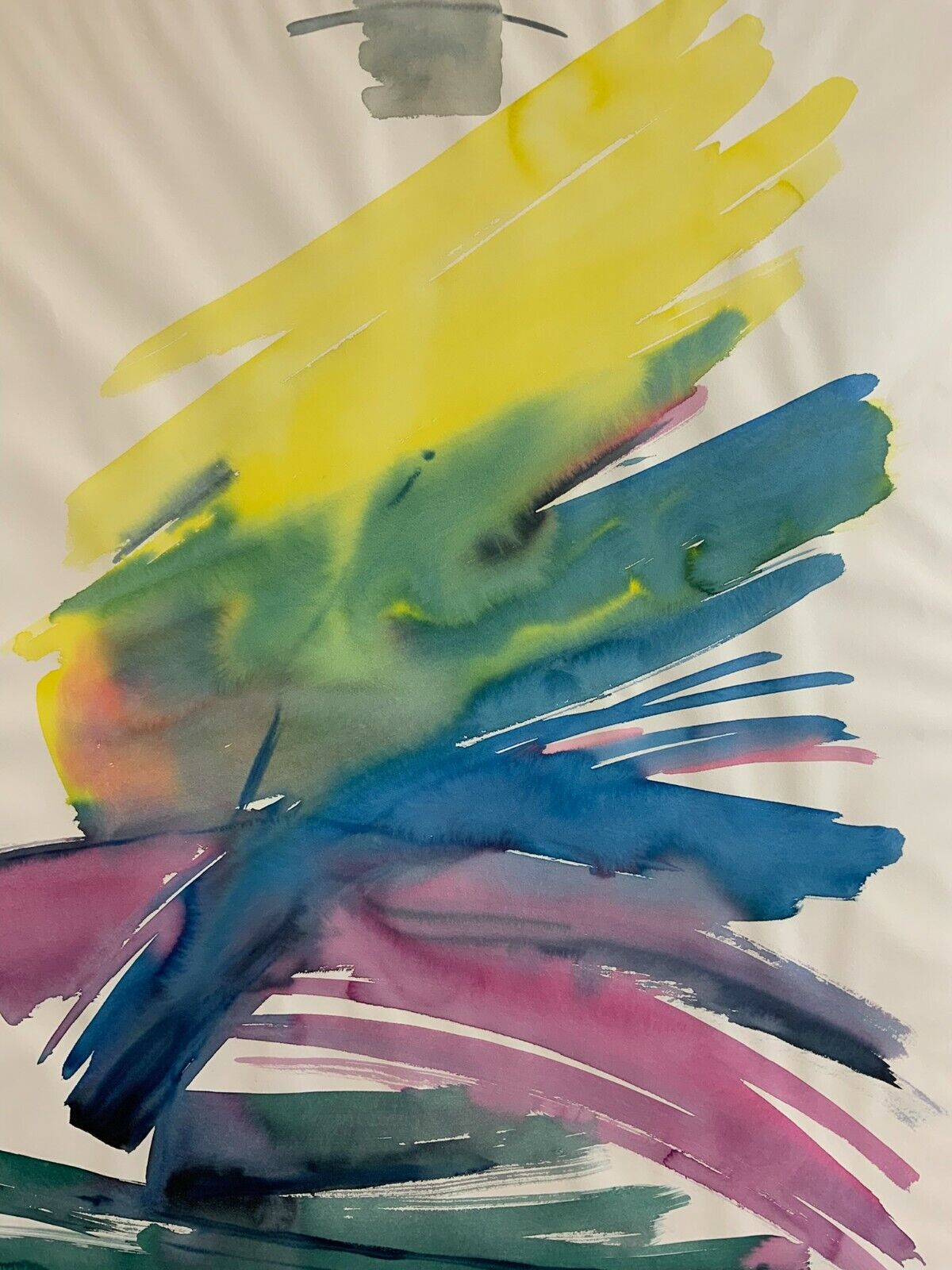 AQUARELL ABSTRAKTE KOMPOSITION GEMÄLDE GROSSFORMAT 71x101cm VON ANATOLI KMARA
