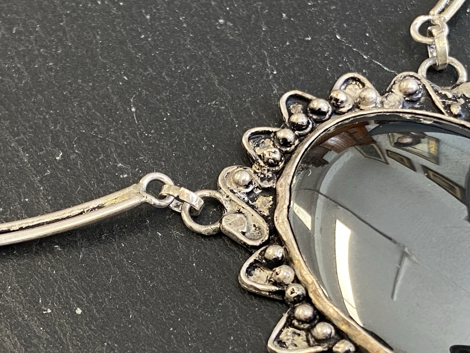 AUSGEFALLENE KETTE AUS 925 STERLING SILBER MIT HÄMATIT CABOCHON – Bild 13