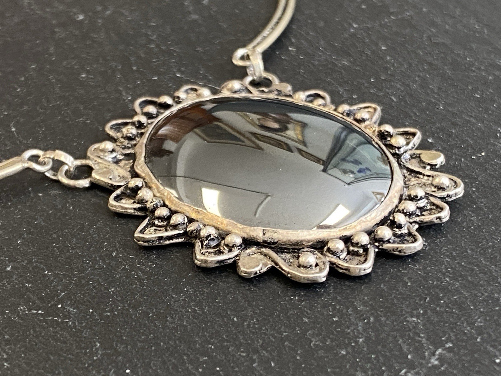 AUSGEFALLENE KETTE AUS 925 STERLING SILBER MIT HÄMATIT CABOCHON – Bild 4