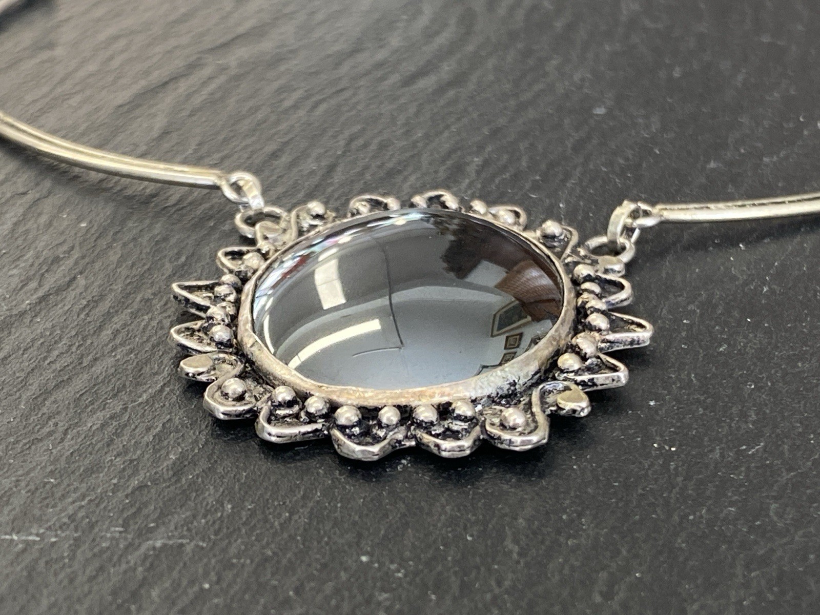 AUSGEFALLENE KETTE AUS 925 STERLING SILBER MIT HÄMATIT CABOCHON – Bild 5