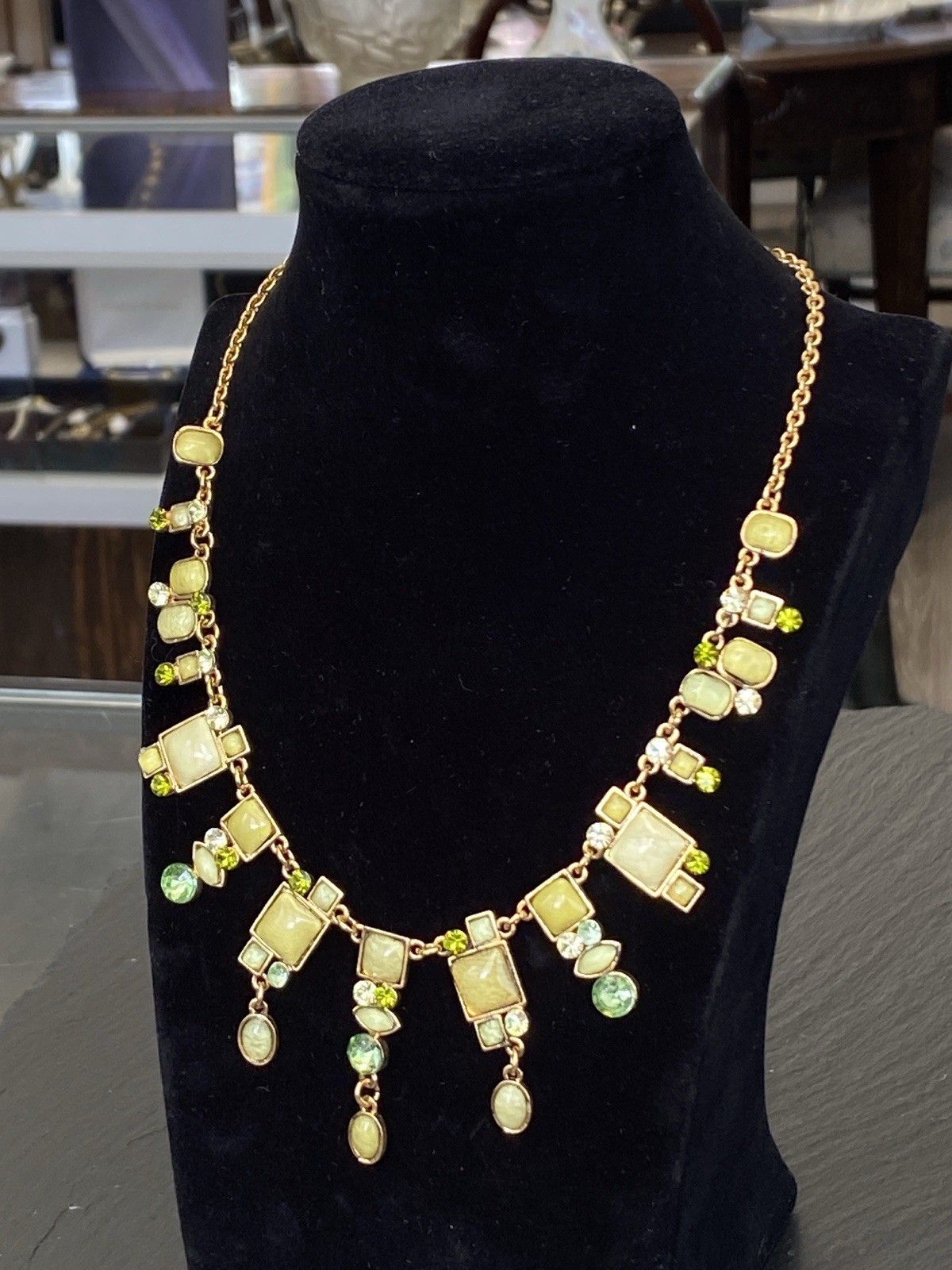 COLLIER HALSKETTE KETTE METALL KUNSTSTEINE