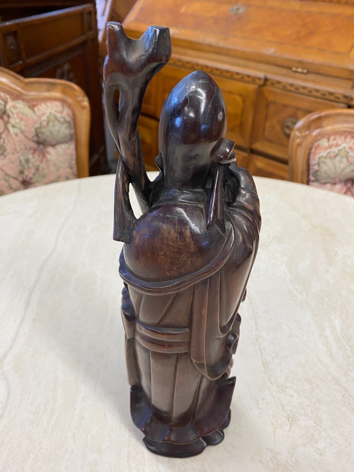 CHINA SKULPTUR AUS HOLZ SITZENDER GELEHRTER 30cm HOCH – Bild 12