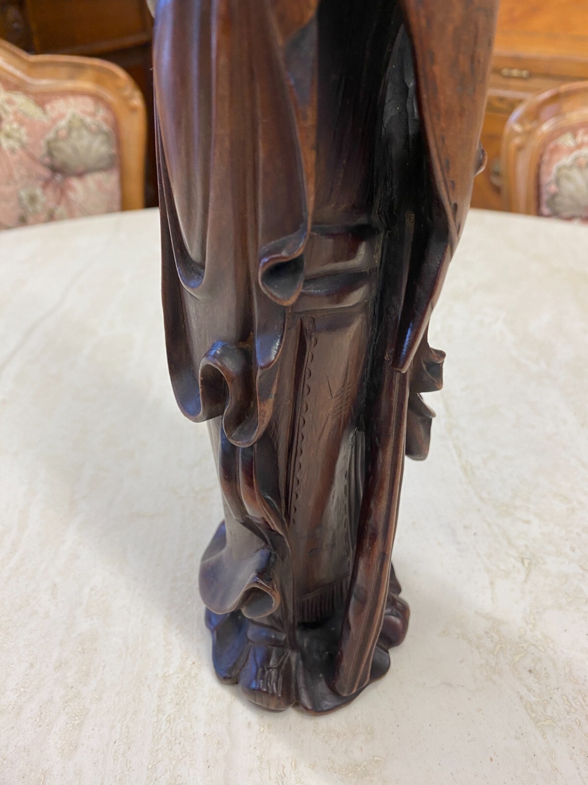 CHINA SKULPTUR AUS HOLZ SITZENDER GELEHRTER 30cm HOCH – Bild 8