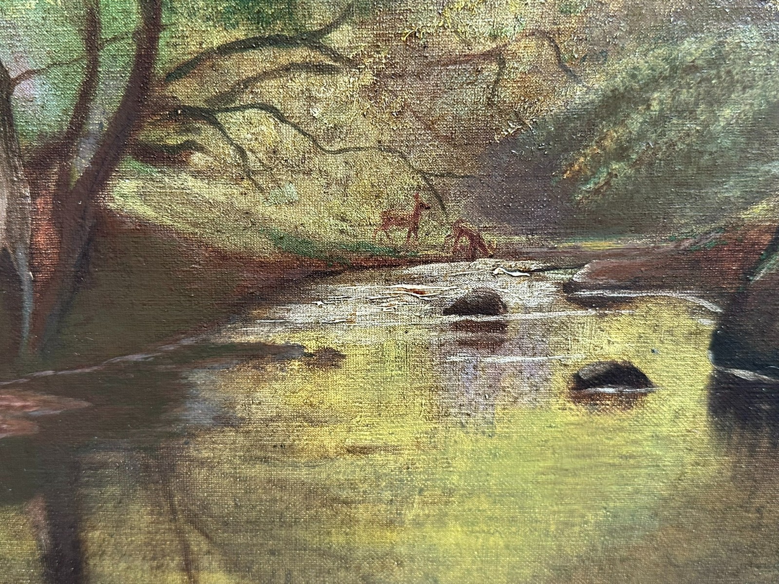 ÖLGEMÄLDE REH IN LICHTUNG IM WALD LANDSCHAFT – Bild 4