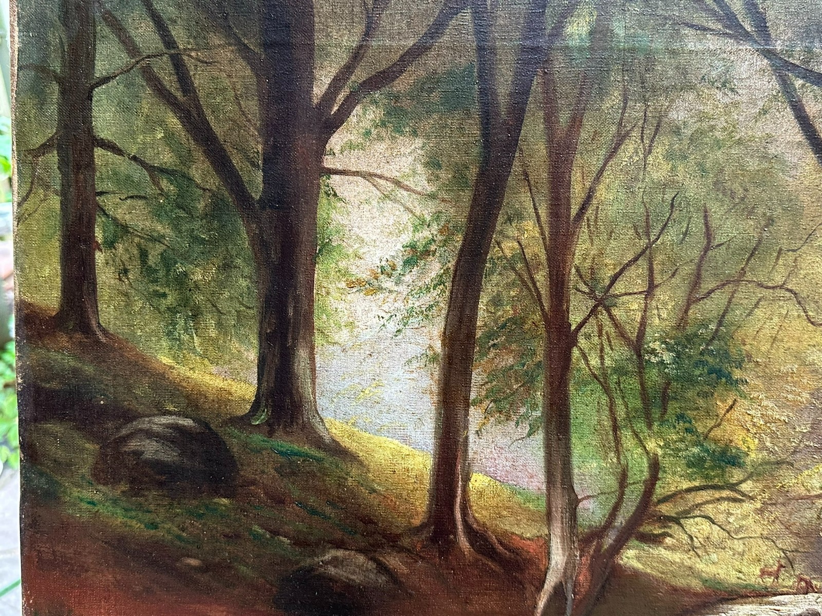 ÖLGEMÄLDE REH IN LICHTUNG IM WALD LANDSCHAFT – Bild 5