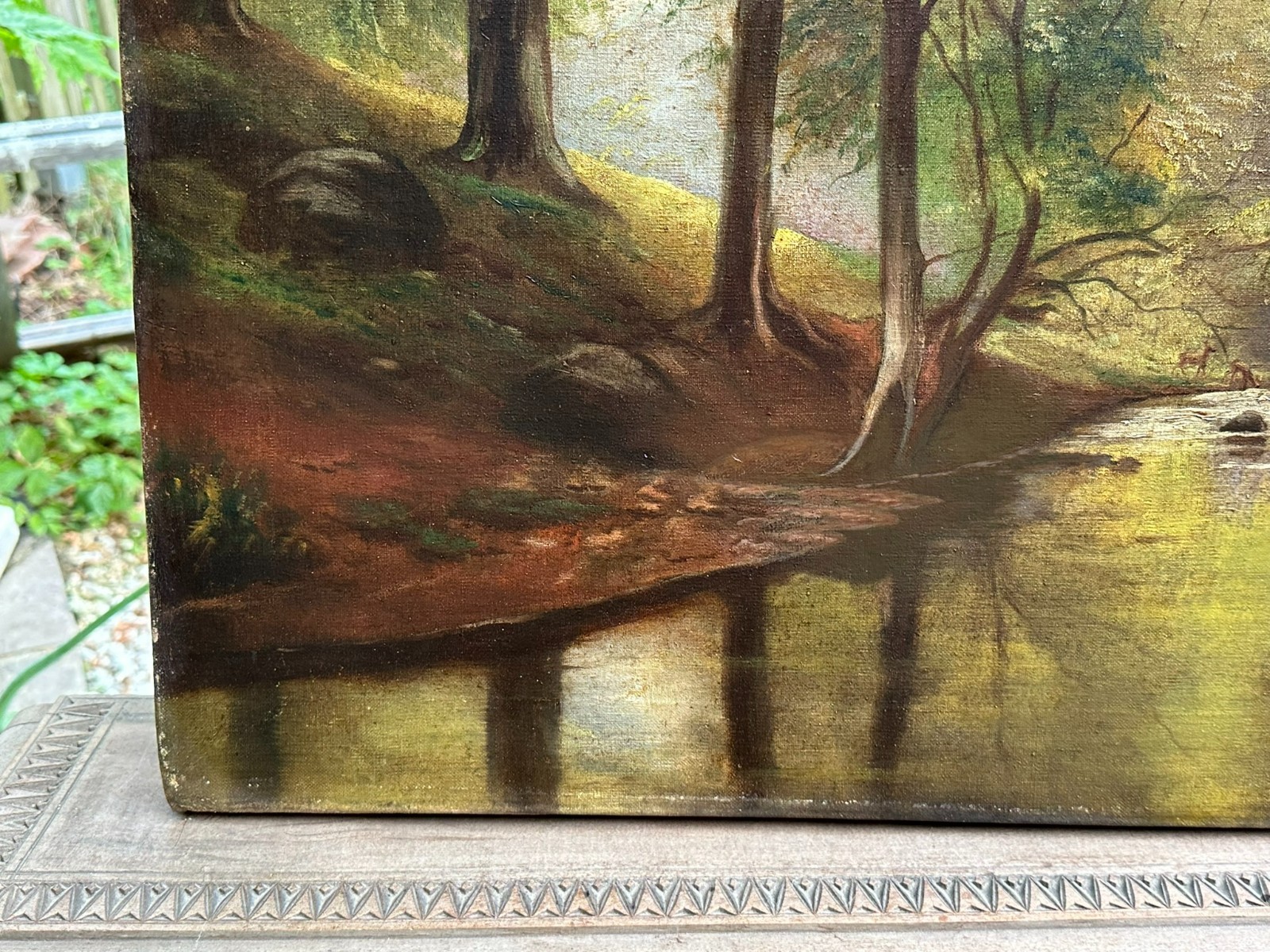 ÖLGEMÄLDE REH IN LICHTUNG IM WALD LANDSCHAFT – Bild 6