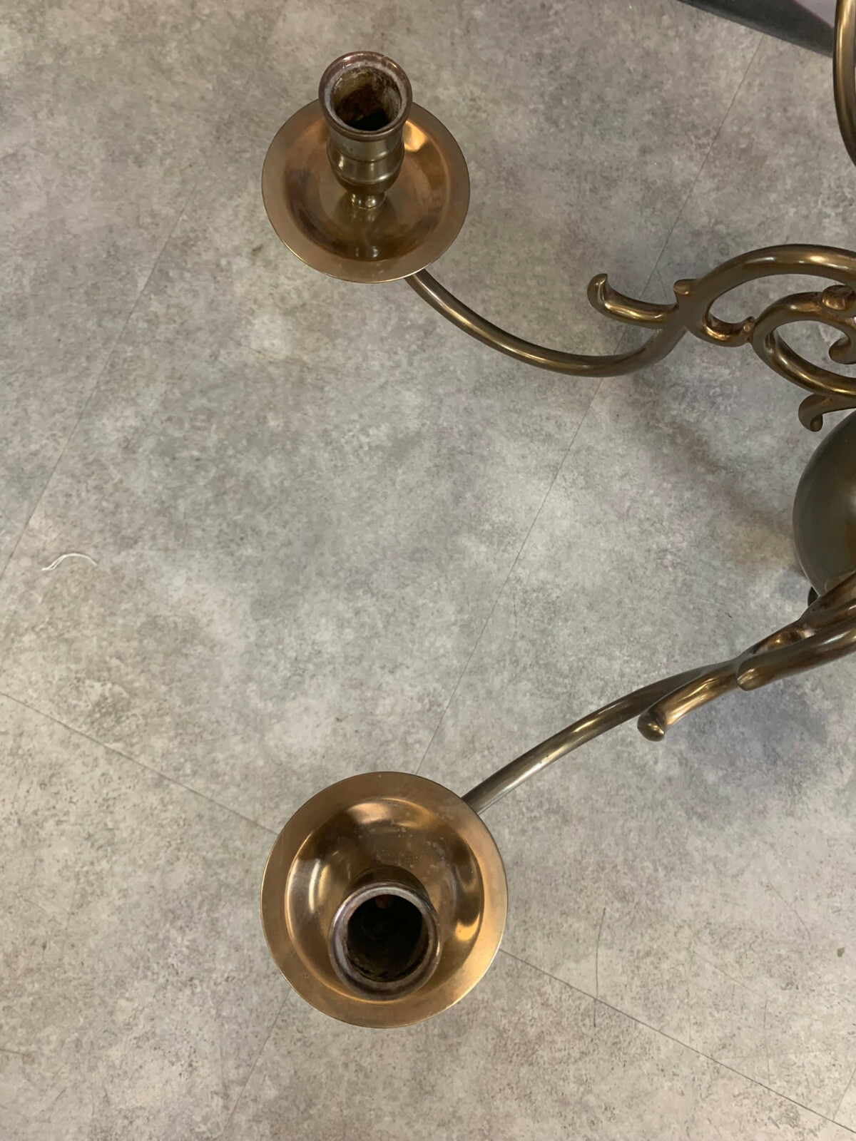 BAROCKLEUCHTER MESSING KANDELABER ALTER DECKEN LEUCHTER BAROCKSTIL MASSIV – Bild 11