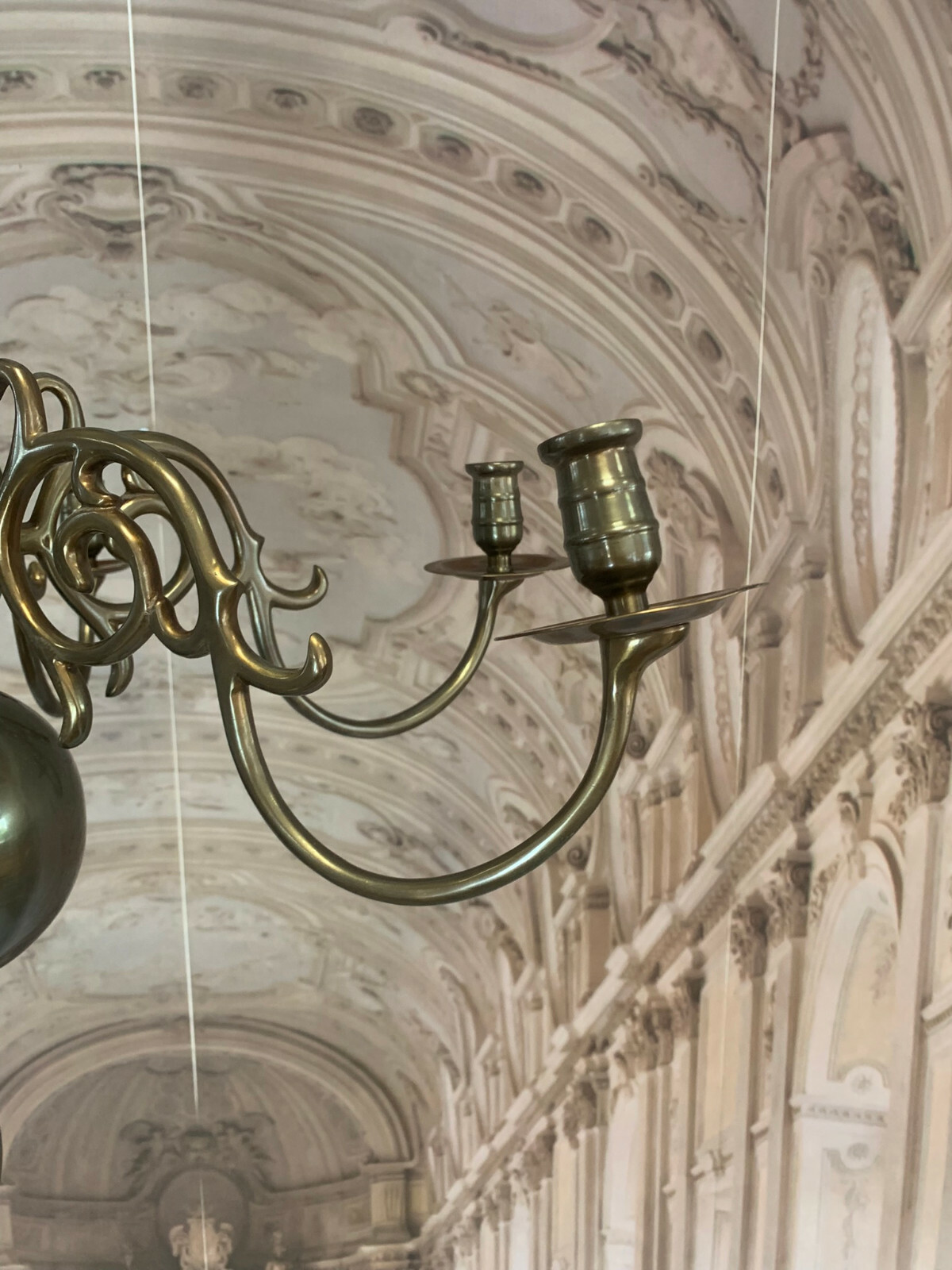 BAROCKLEUCHTER MESSING KANDELABER ALTER DECKEN LEUCHTER BAROCKSTIL MASSIV – Bild 7