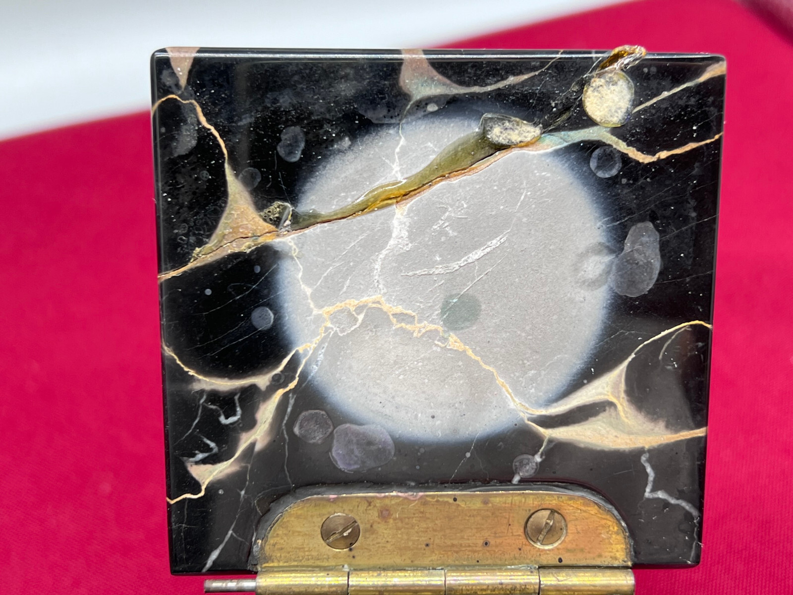 ANTIKE ART DECO SCHREIBTISCH GARNITUR AUS PORTORO MARMOR UM 1920 – Bild 15