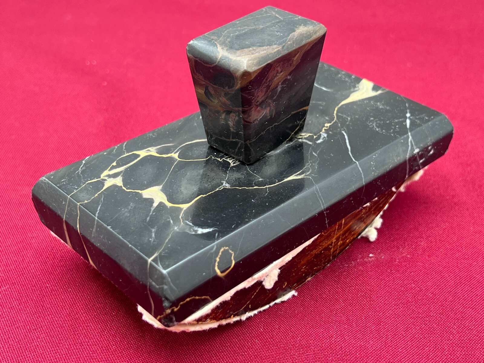 ANTIKE ART DECO SCHREIBTISCH GARNITUR AUS PORTORO MARMOR UM 1920 – Bild 23