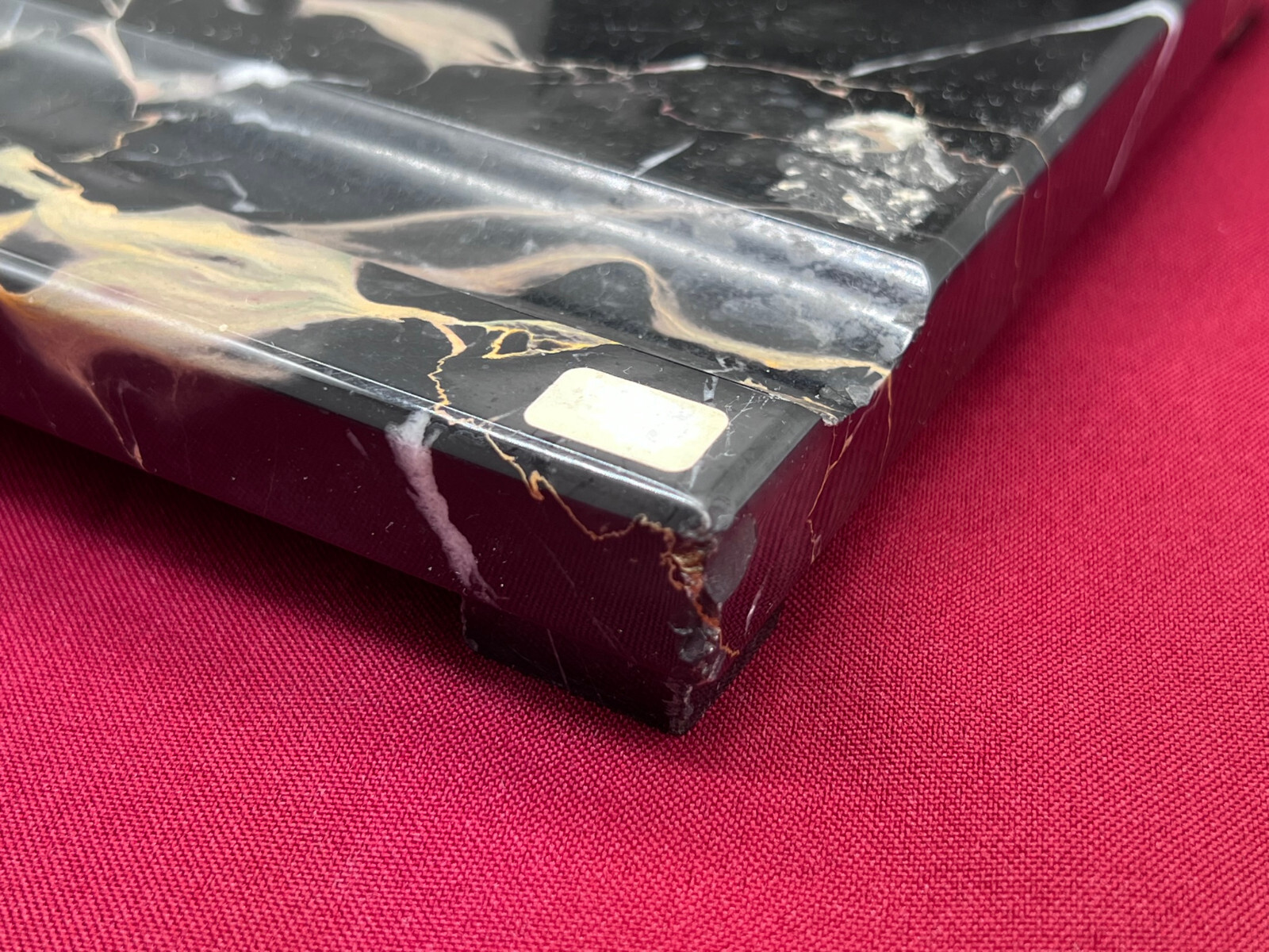 ANTIKE ART DECO SCHREIBTISCH GARNITUR AUS PORTORO MARMOR UM 1920 – Bild 10