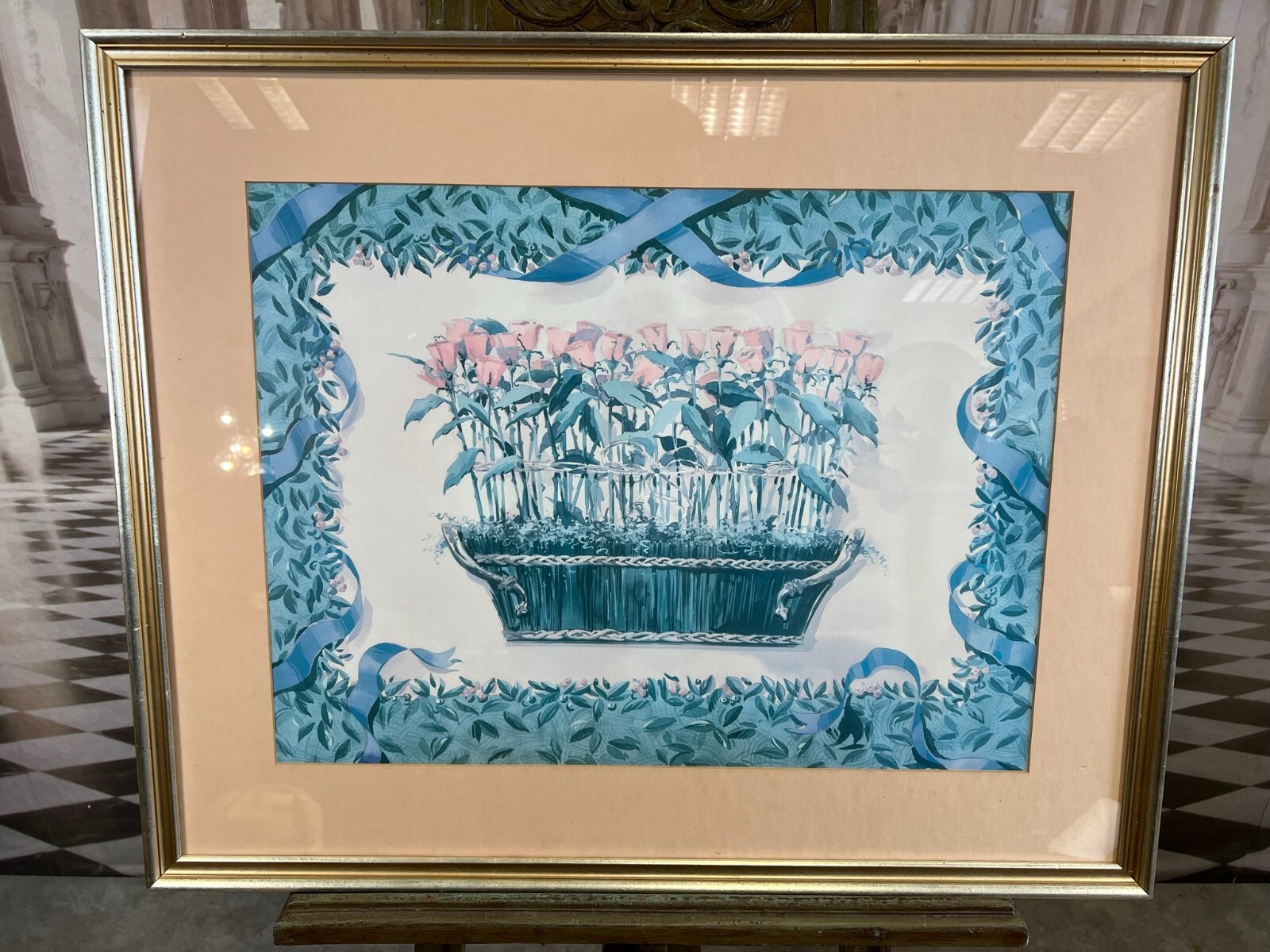 Aquarell auf Papier sehr schön gerahmt hinter Glas Pflanzen Blumen – Bild 4