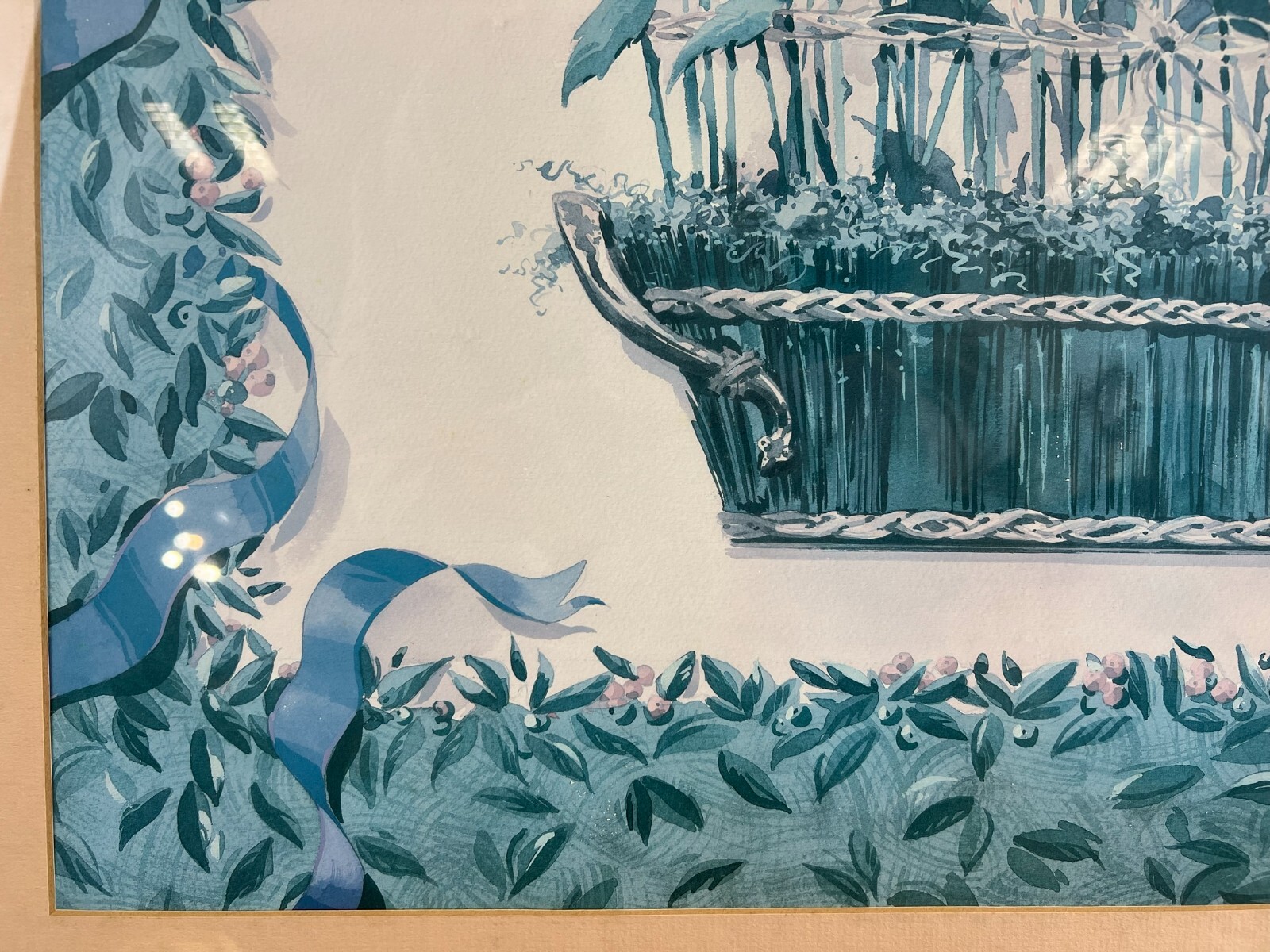 Aquarell auf Papier sehr schön gerahmt hinter Glas Pflanzen Blumen – Bild 7