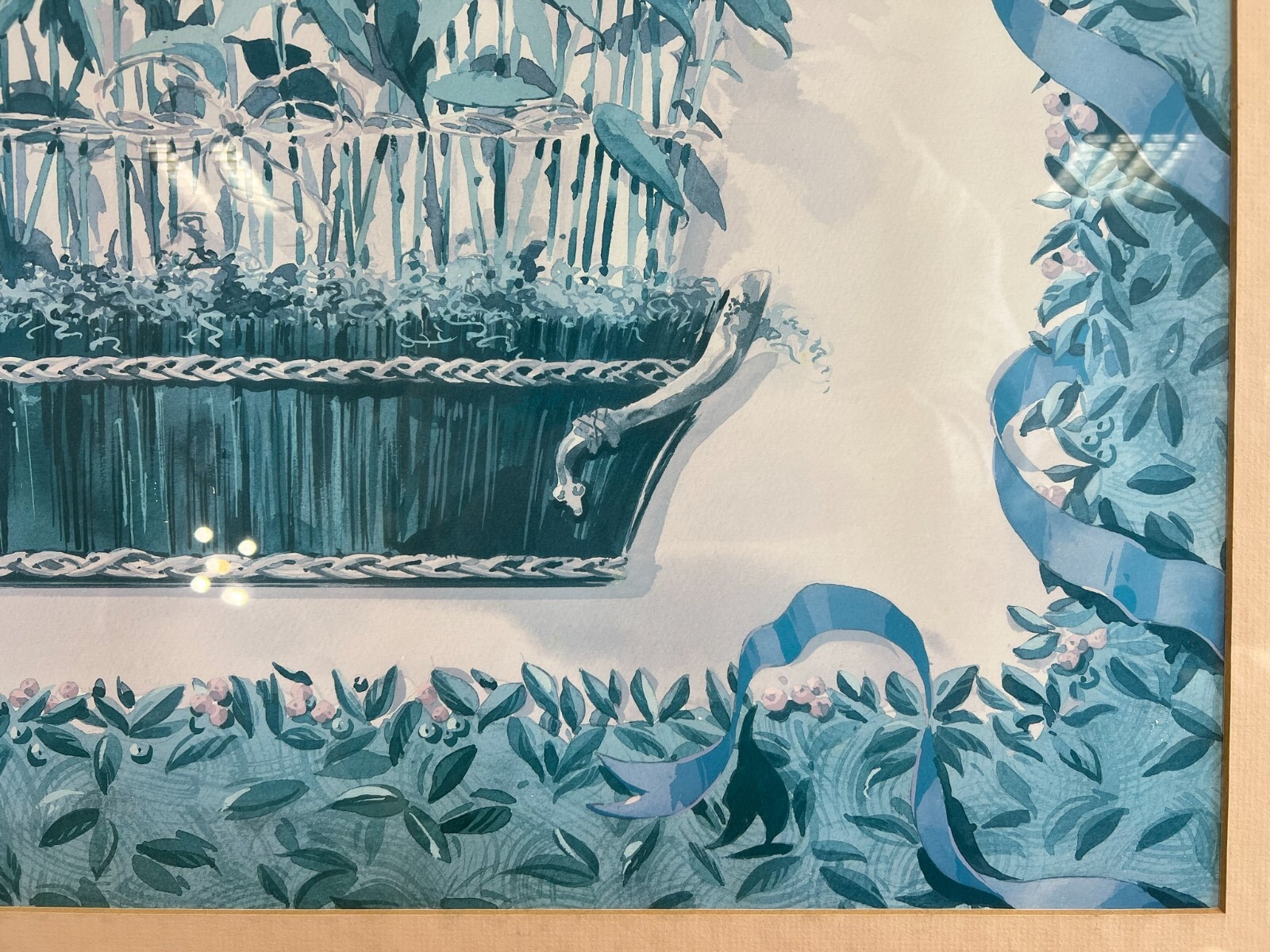 Aquarell auf Papier sehr schön gerahmt hinter Glas Pflanzen Blumen – Bild 8