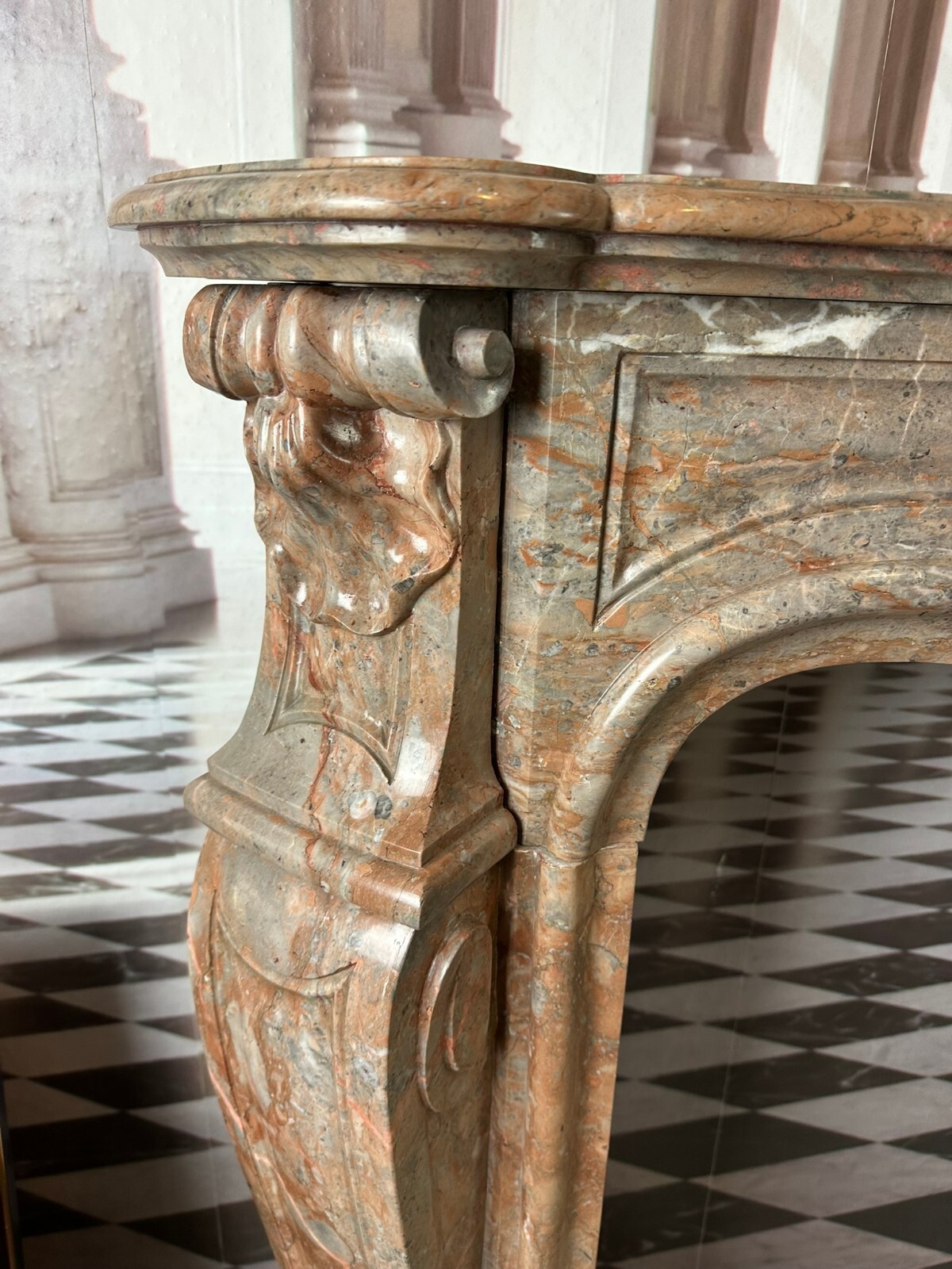 ANTIKE KAMINUMRANDUNG MARMOR KAMIN UMRANDUNG UM 1880 LOUIS XV KAMINVERKLEIDUNG – Bild 3