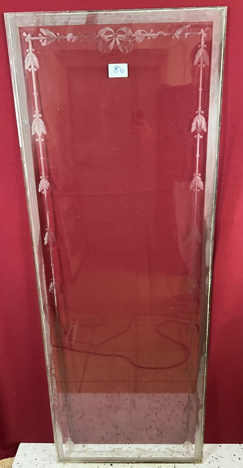 ANTIKE GLASSCHEIBE JUGENDSTIL ORIGINAL UM 1900 GIRLANDEN 60,3x162,4cm – Bild 3