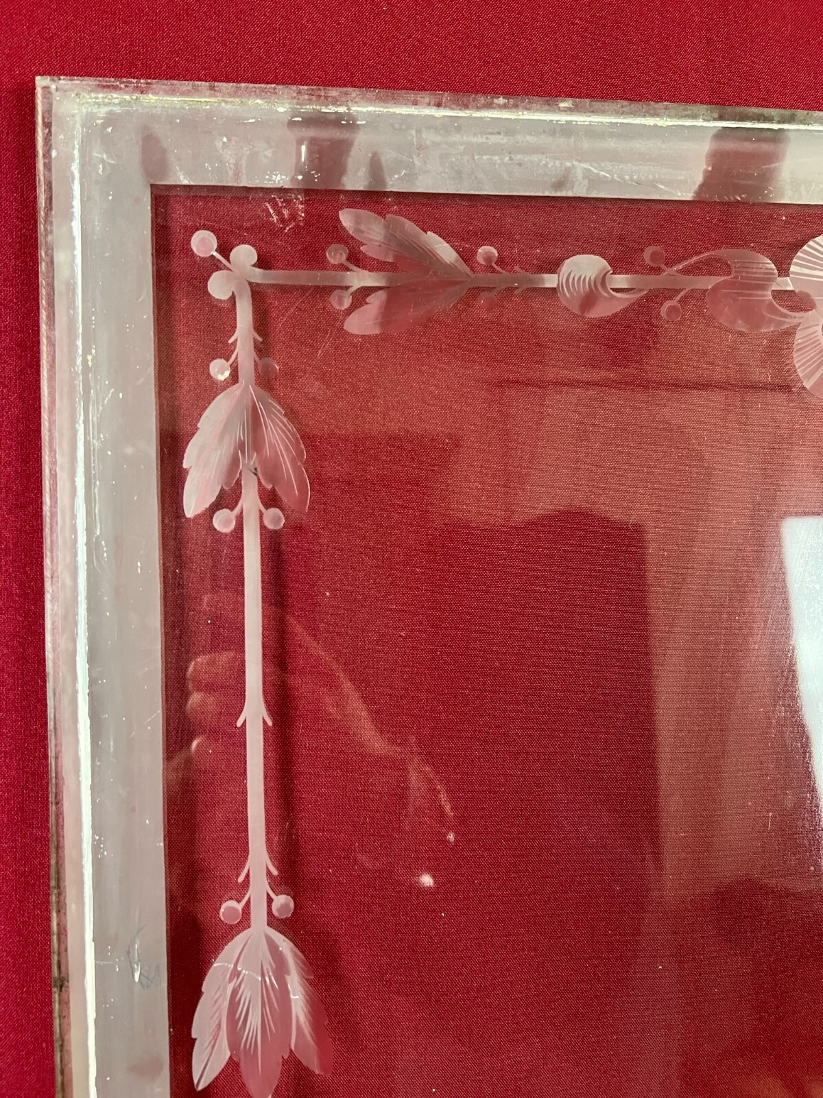 ANTIKE GLASSCHEIBE JUGENDSTIL ORIGINAL UM 1900 GIRLANDEN 60,3x162,4cm – Bild 8