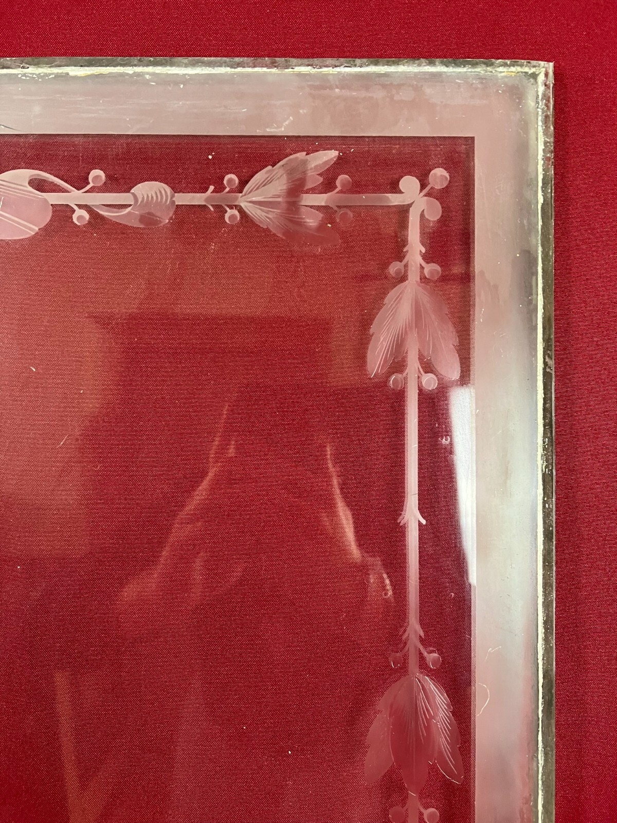 ANTIKE GLASSCHEIBE JUGENDSTIL ORIGINAL UM 1900 GIRLANDEN 60,3x162,4cm – Bild 9