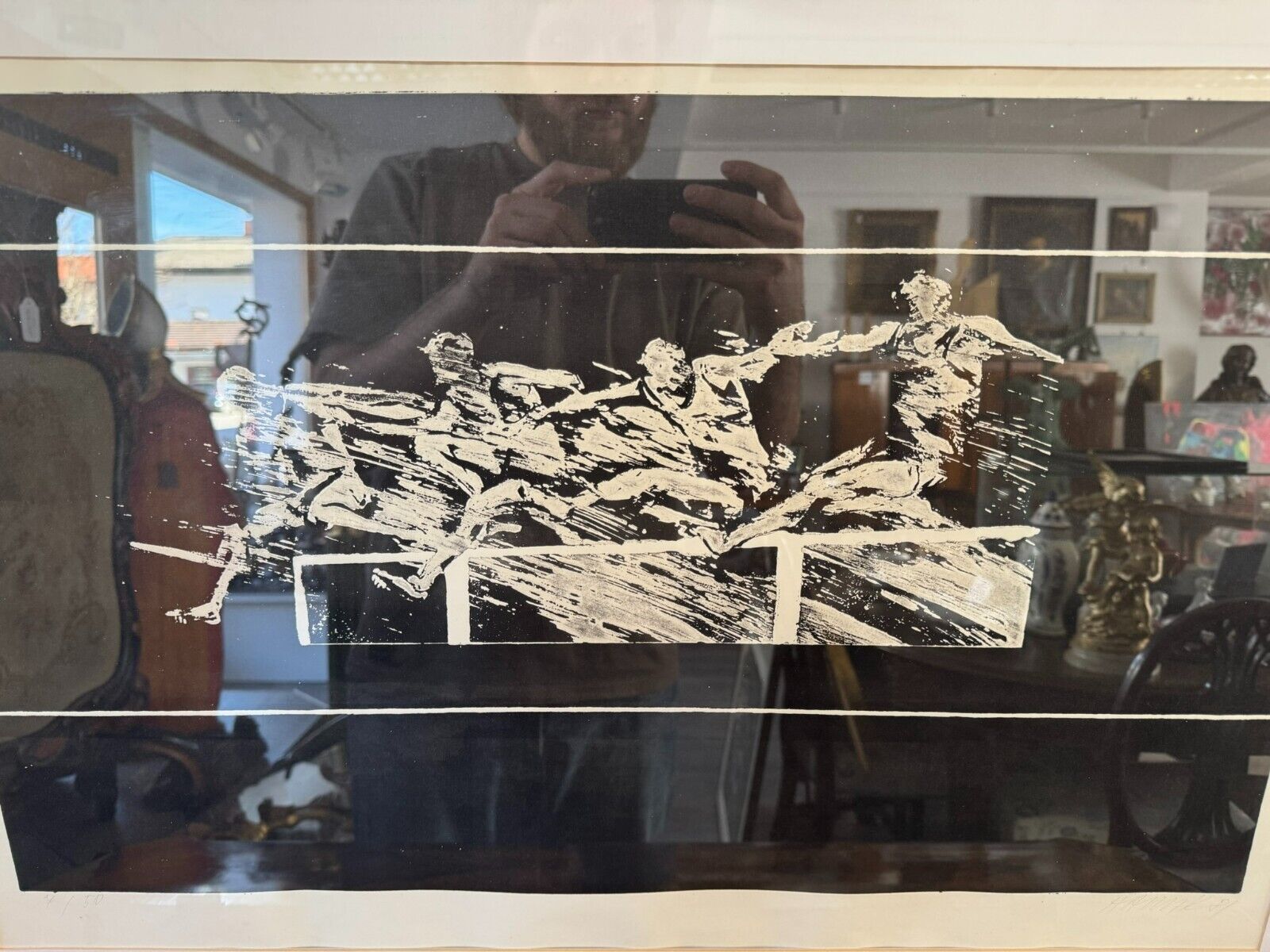 SIGNIERTE LITHOGRAFIE HINTER GLAS DIE LÄUFER  7/50 – Bild 3