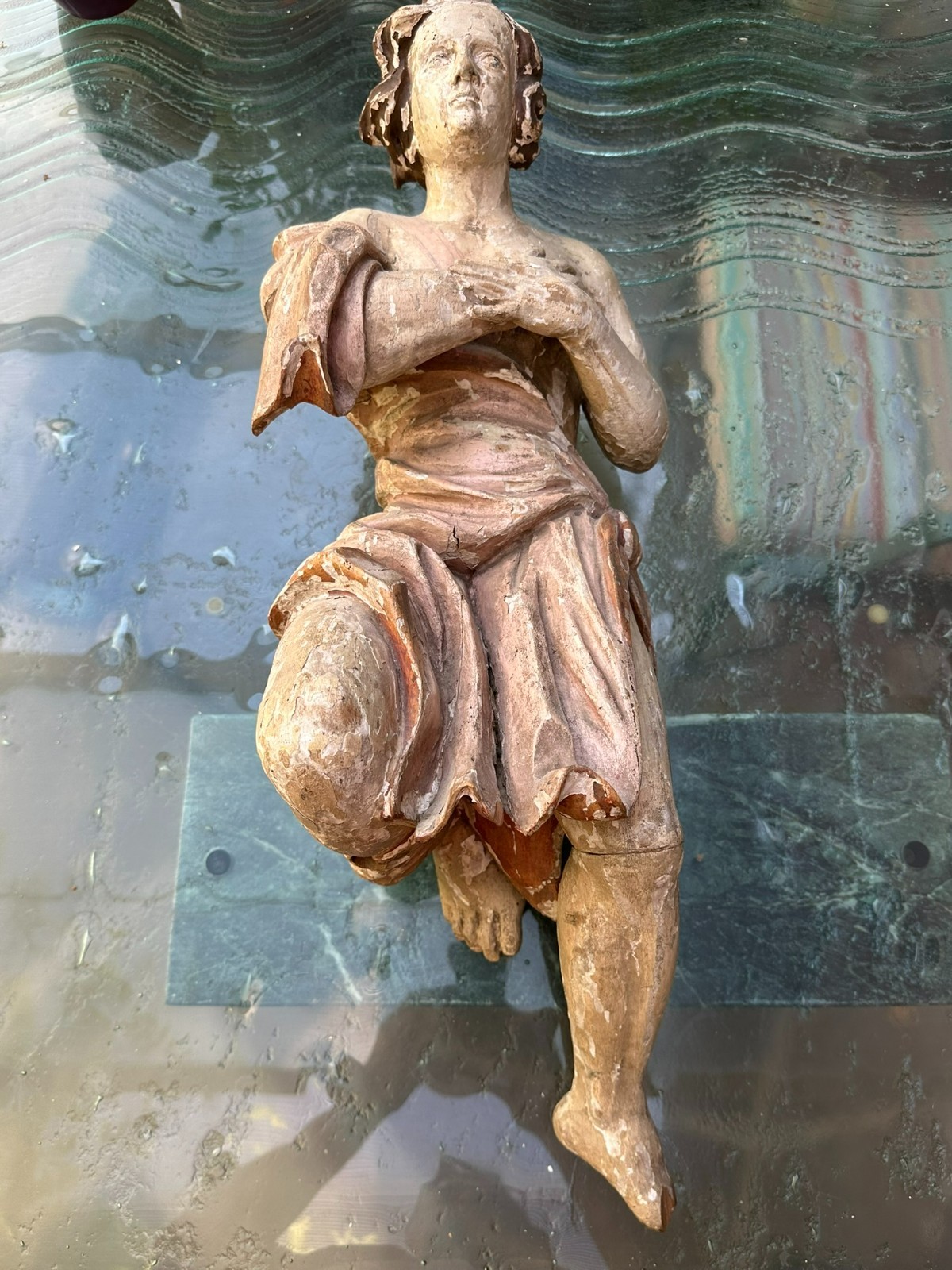 ANTIKE HEILIGENFIGUR BAROCK ENGEL 18 TES JHDT ADORIERENDER ENGEL – Bild 9
