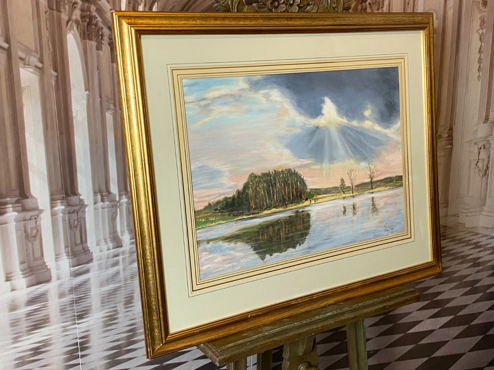 GROSSE GOUACHE AQUARELL LANDSCHAFT IN SONNENLICHT VON KAREL FEUERSTEIN – Bild 17