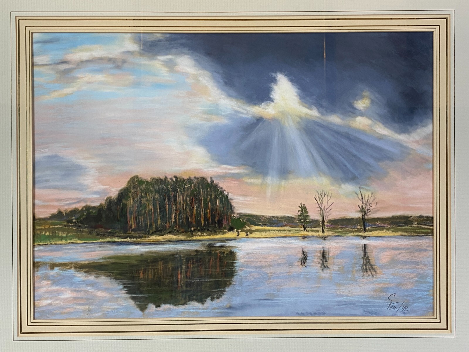 GROSSE GOUACHE AQUARELL LANDSCHAFT IN SONNENLICHT VON KAREL FEUERSTEIN – Bild 3