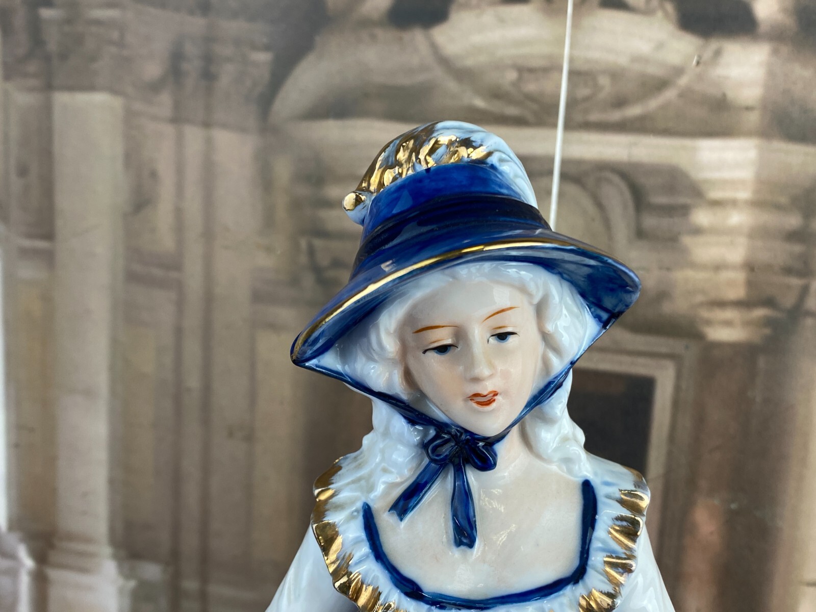 FIGUR AUS PORZELLAN TEILS HANDBEMALT GALANTE ROKOKO DAME MIT KORB 34cm – Bild 8
