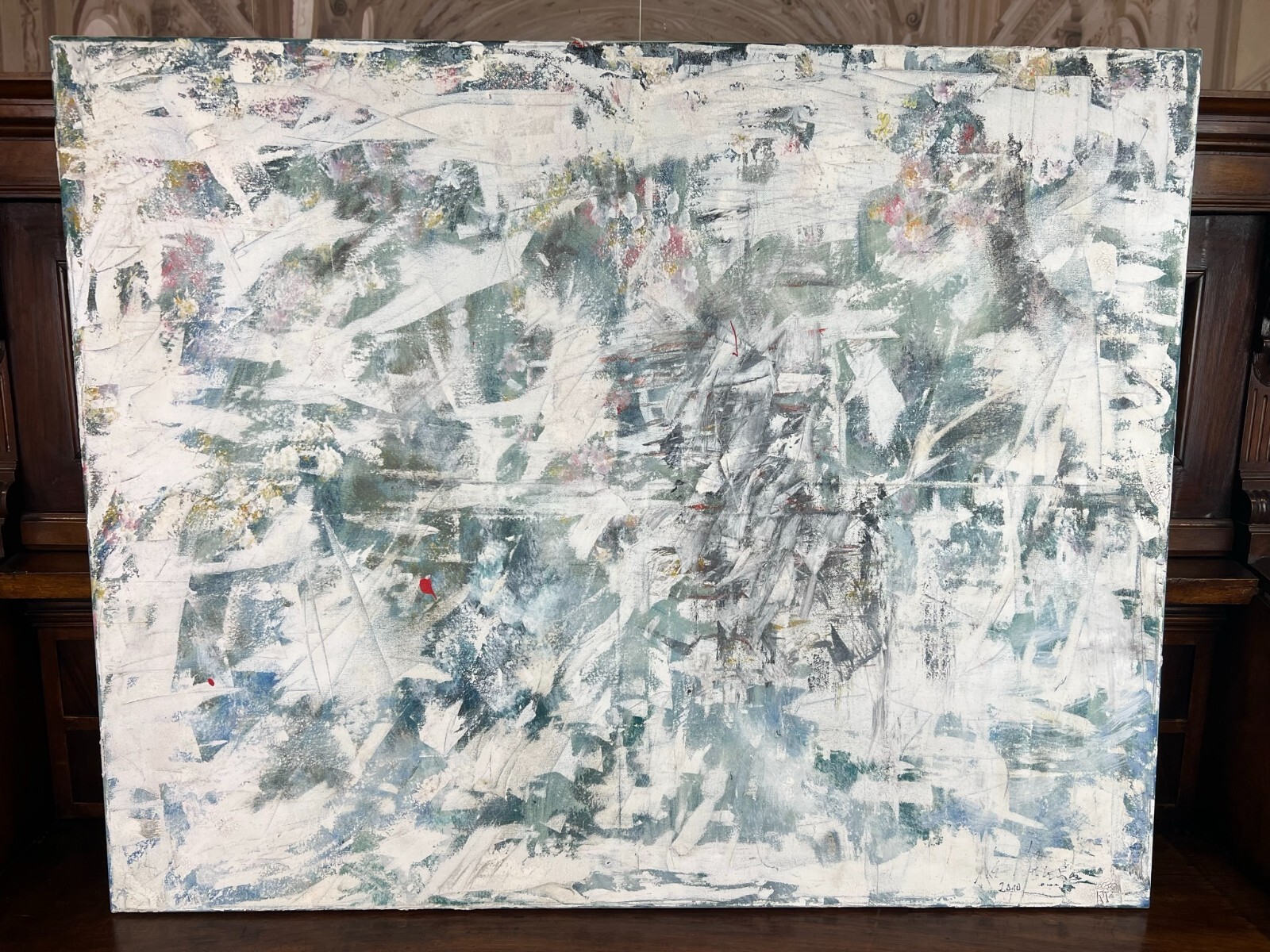 MODERNES ÖLGEMÄLDE AUF LEINWAND ABSTRAKTE DARSTELLUNG 100x81cm – Bild 3
