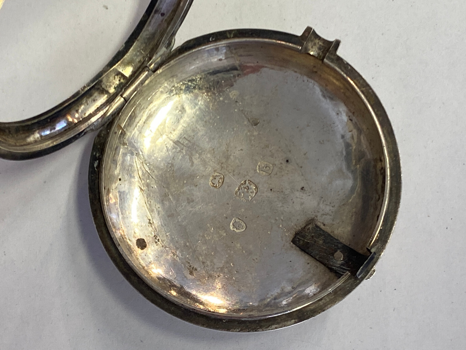 ANTIKE TASCHENUHR AUS STERLING SILBER MEHRFACH PUNZIERT DEFEKT ENGLAND OHNE GLAS – Bild 13