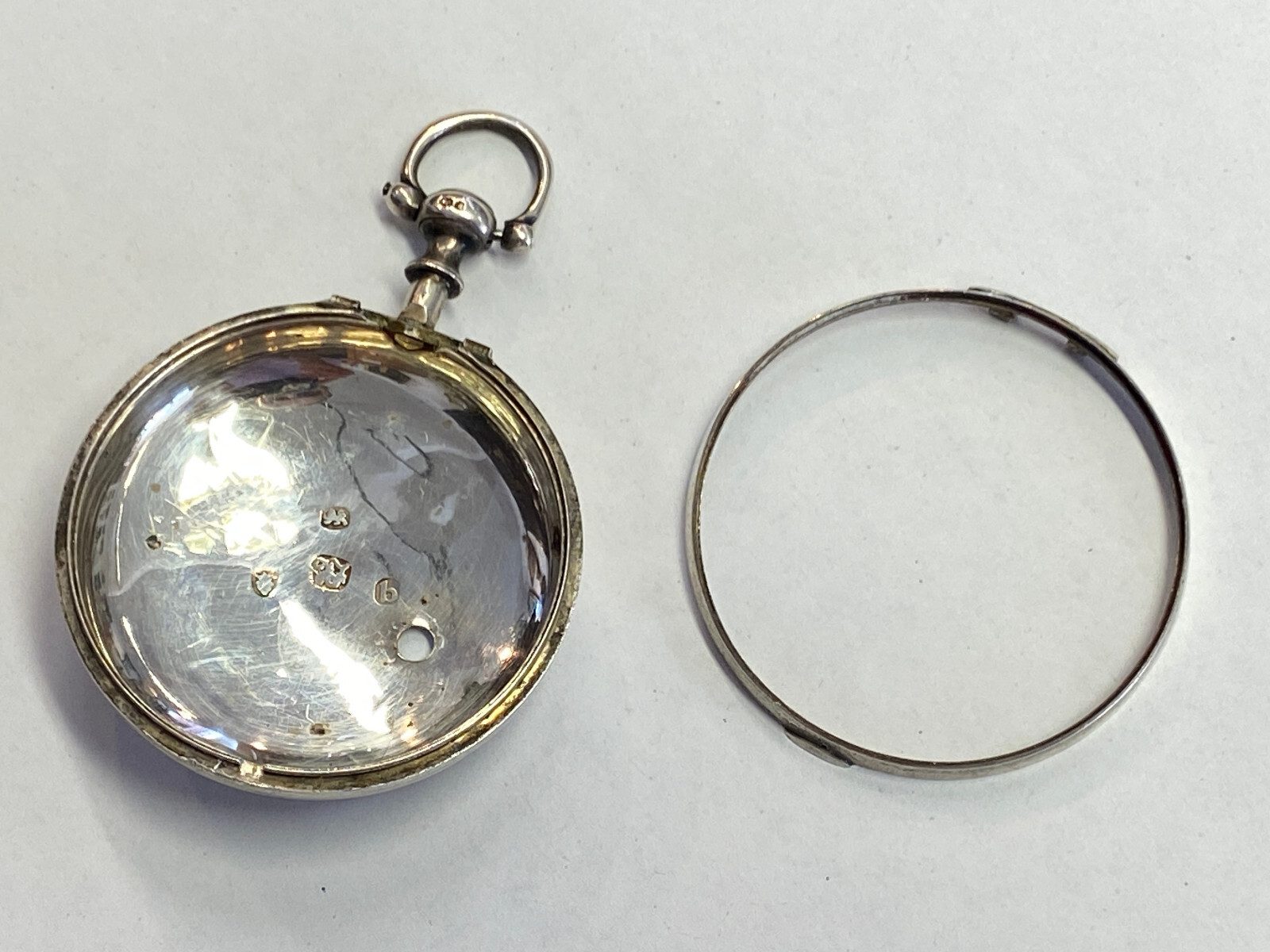 ANTIKE TASCHENUHR AUS STERLING SILBER MEHRFACH PUNZIERT DEFEKT ENGLAND OHNE GLAS – Bild 17
