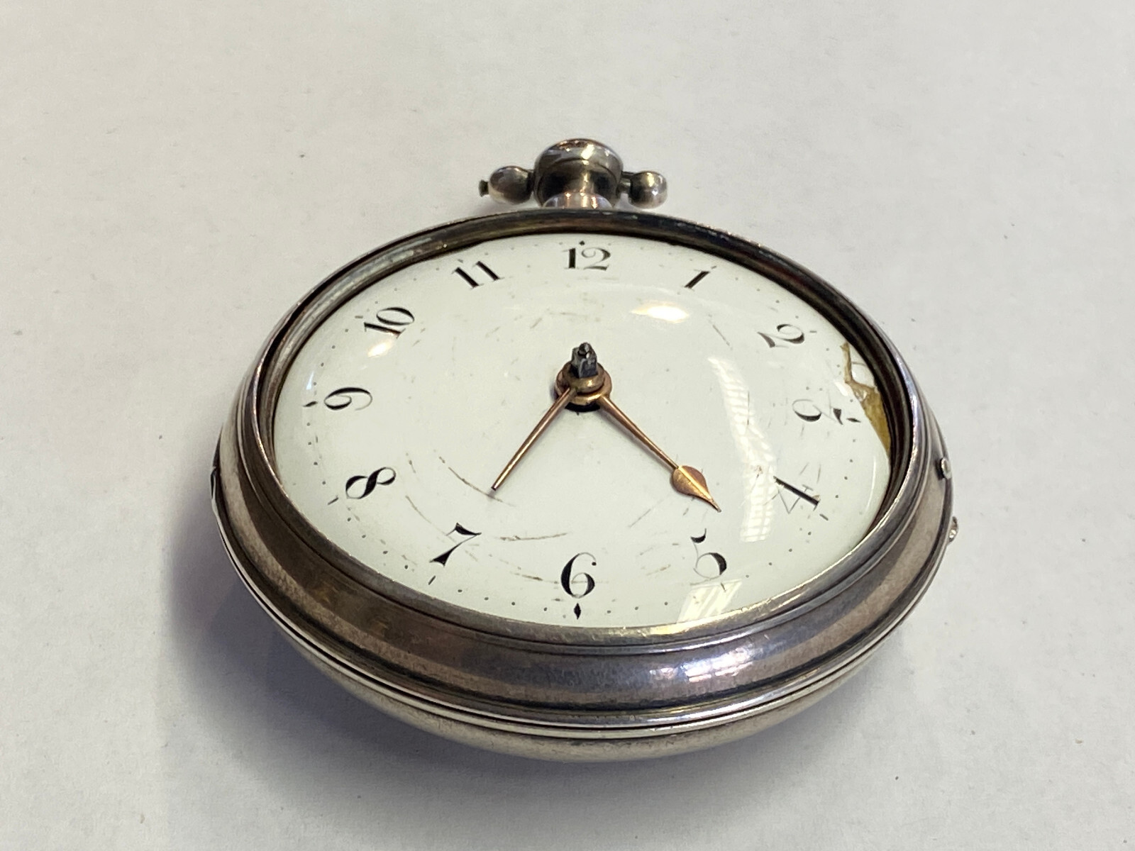 ANTIKE TASCHENUHR AUS STERLING SILBER MEHRFACH PUNZIERT DEFEKT ENGLAND OHNE GLAS – Bild 4